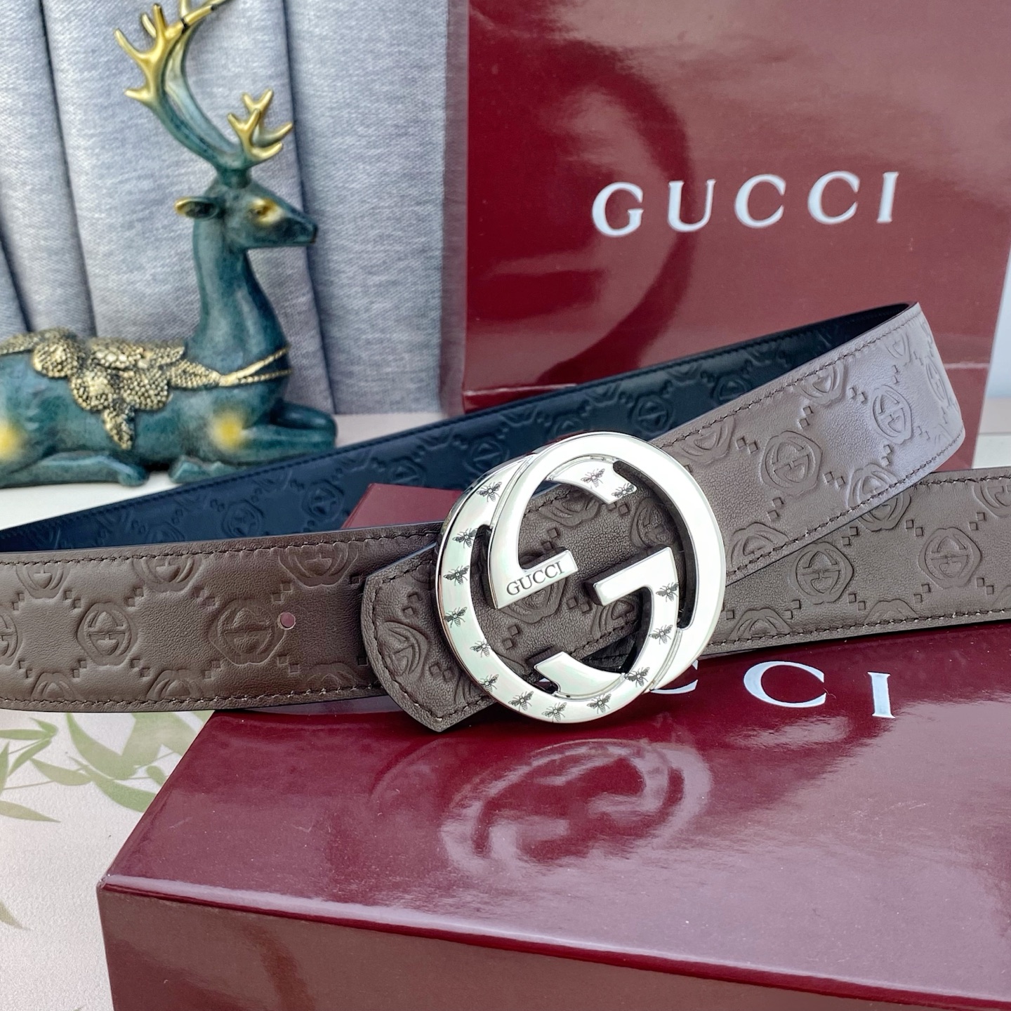 古奇💕 特种皮腰带系列 ，原厂五金精品不锈钢扣，手感柔软舒适 宽3.8CM。