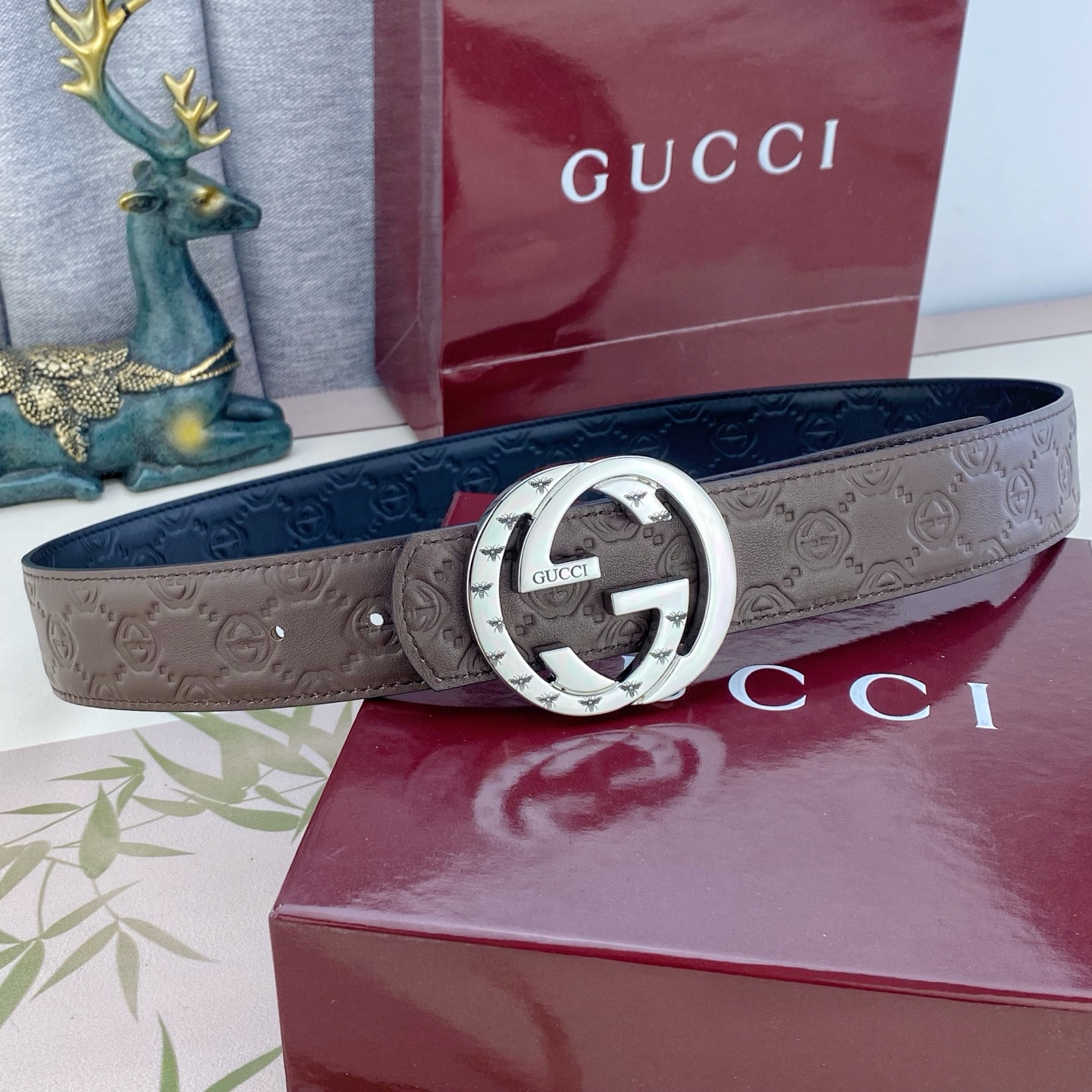 古奇💕 特种皮腰带系列 ，原厂五金精品不锈钢扣，手感柔软舒适 宽3.8CM。