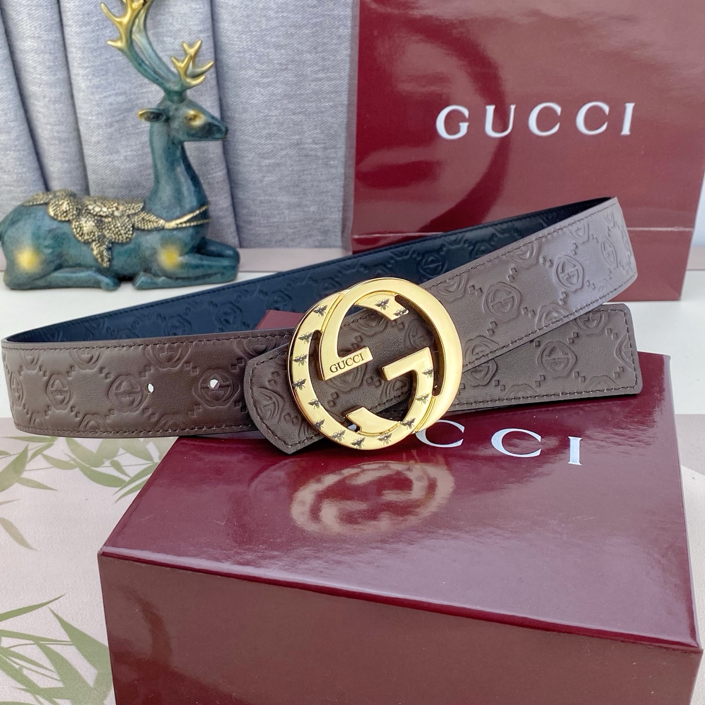 古奇💕 特种皮腰带系列 ，原厂五金精品不锈钢扣，手感柔软舒适 宽3.8CM。