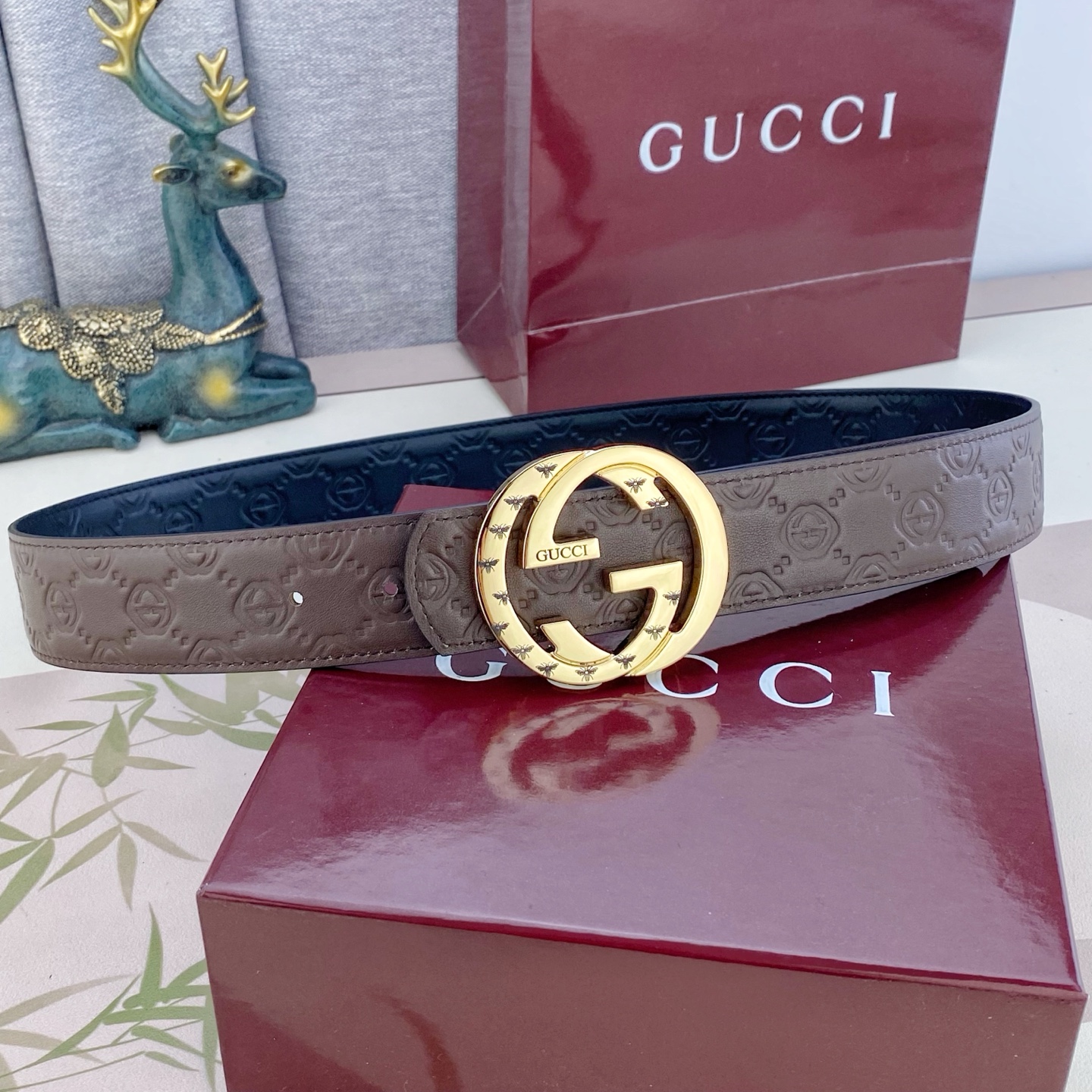 古奇💕 特种皮腰带系列 ，原厂五金精品不锈钢扣，手感柔软舒适 宽3.8CM。