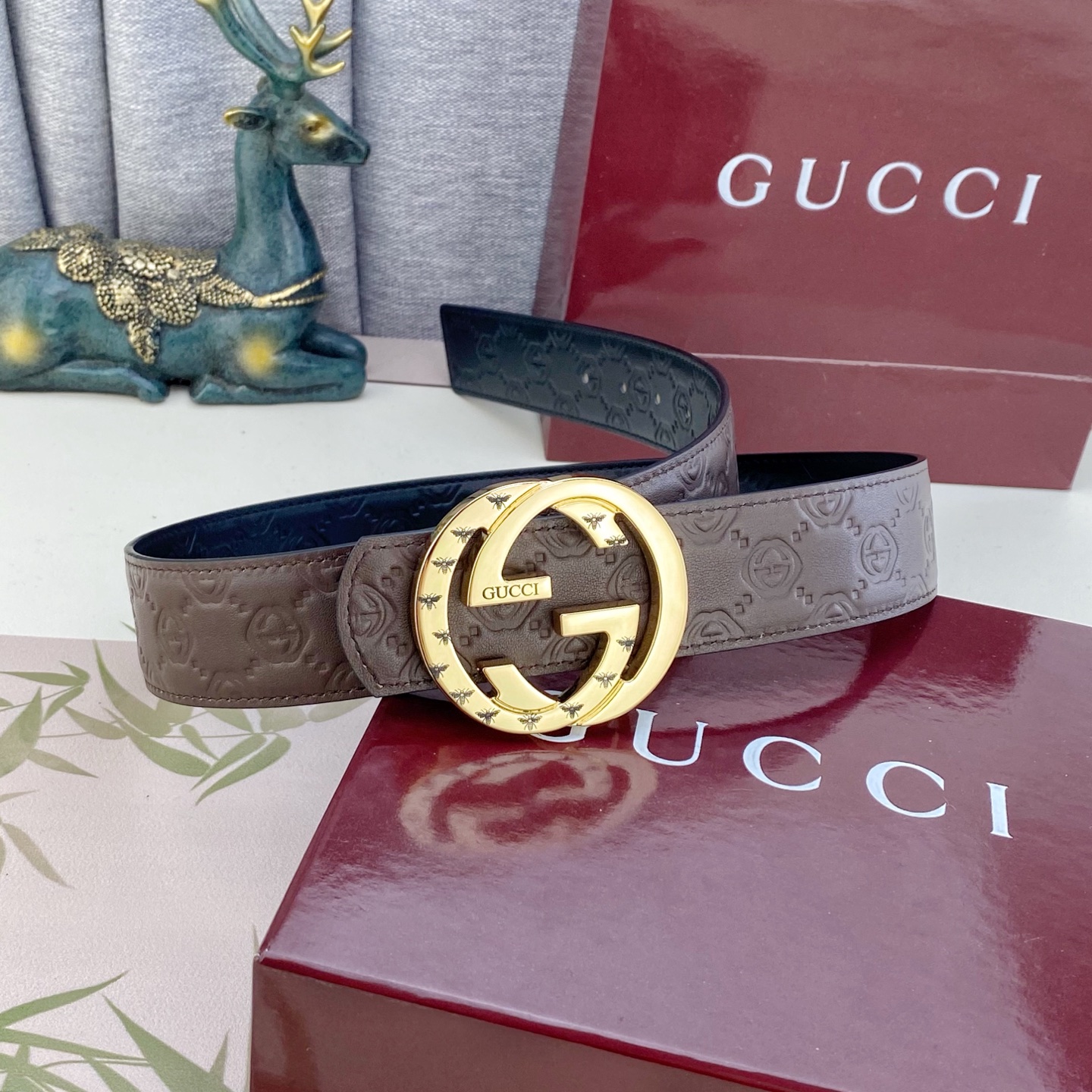 古奇💕 特种皮腰带系列 ，原厂五金精品不锈钢扣，手感柔软舒适 宽3.8CM。