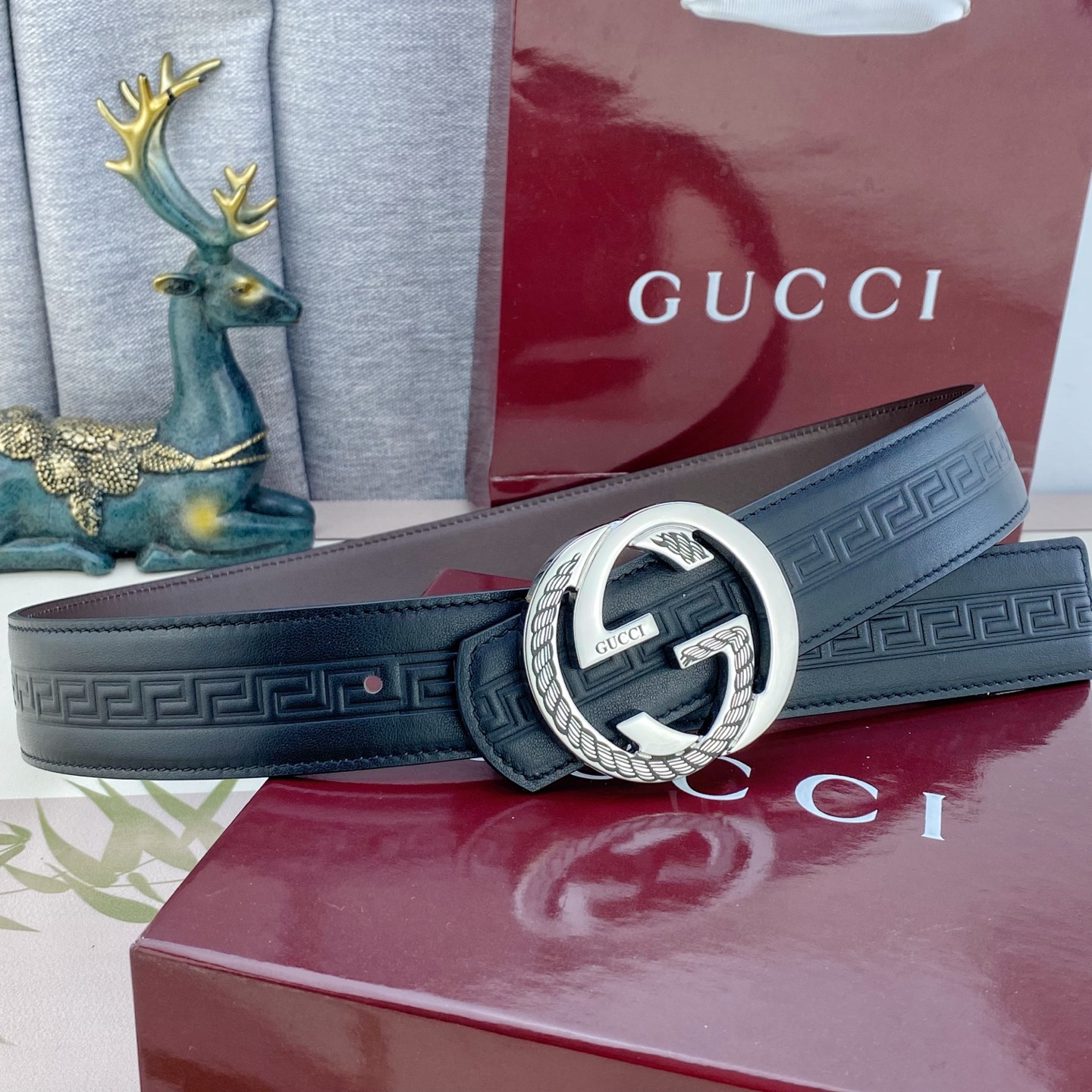 古奇💕 特种皮腰带系列 ，原厂五金精品不锈钢扣，手感柔软舒适 宽3.8CM。