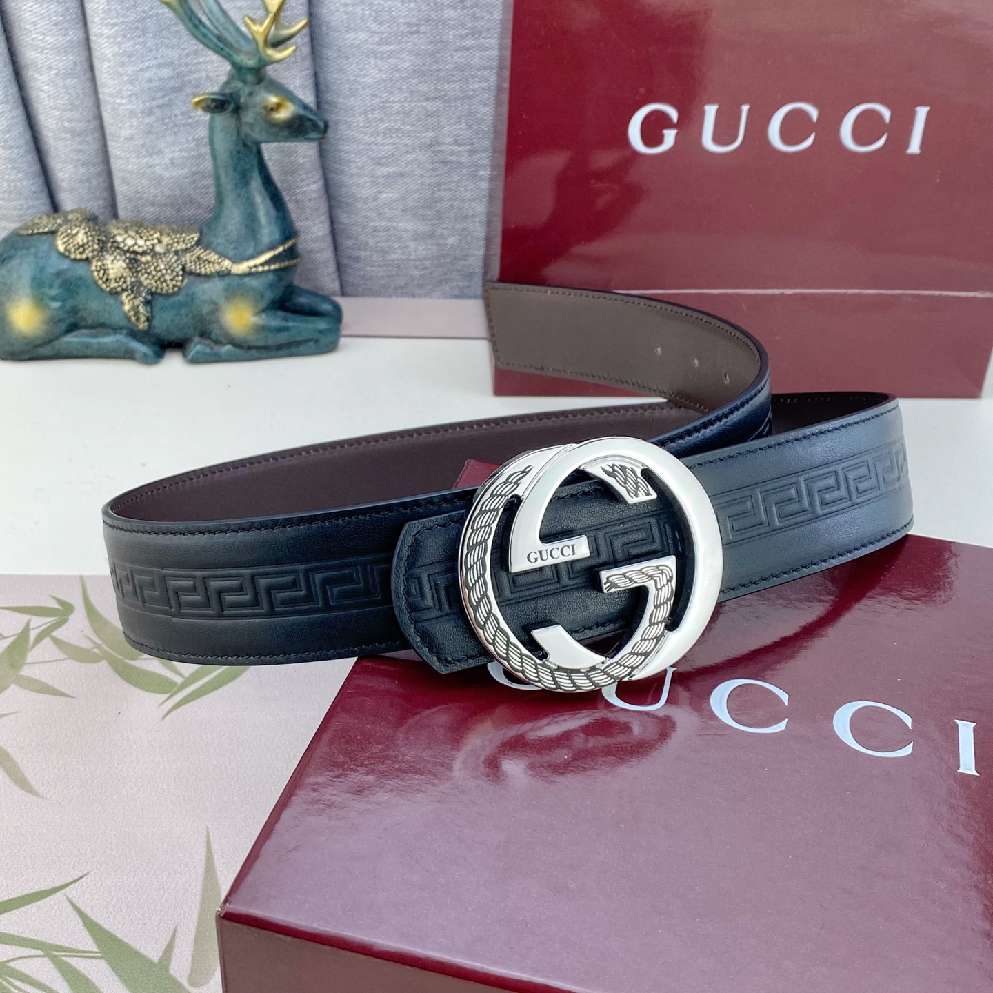 古奇💕 特种皮腰带系列 ，原厂五金精品不锈钢扣，手感柔软舒适 宽3.8CM。