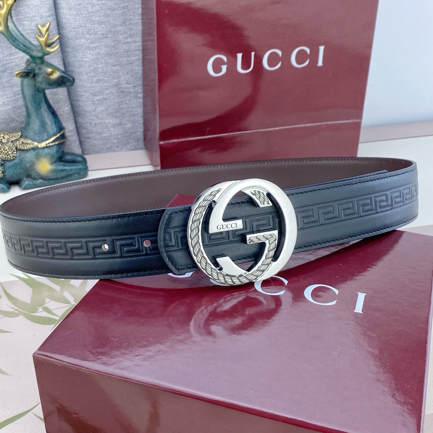 古奇💕 特种皮腰带系列 ，原厂五金精品不锈钢扣，手感柔软舒适 宽3.8CM。