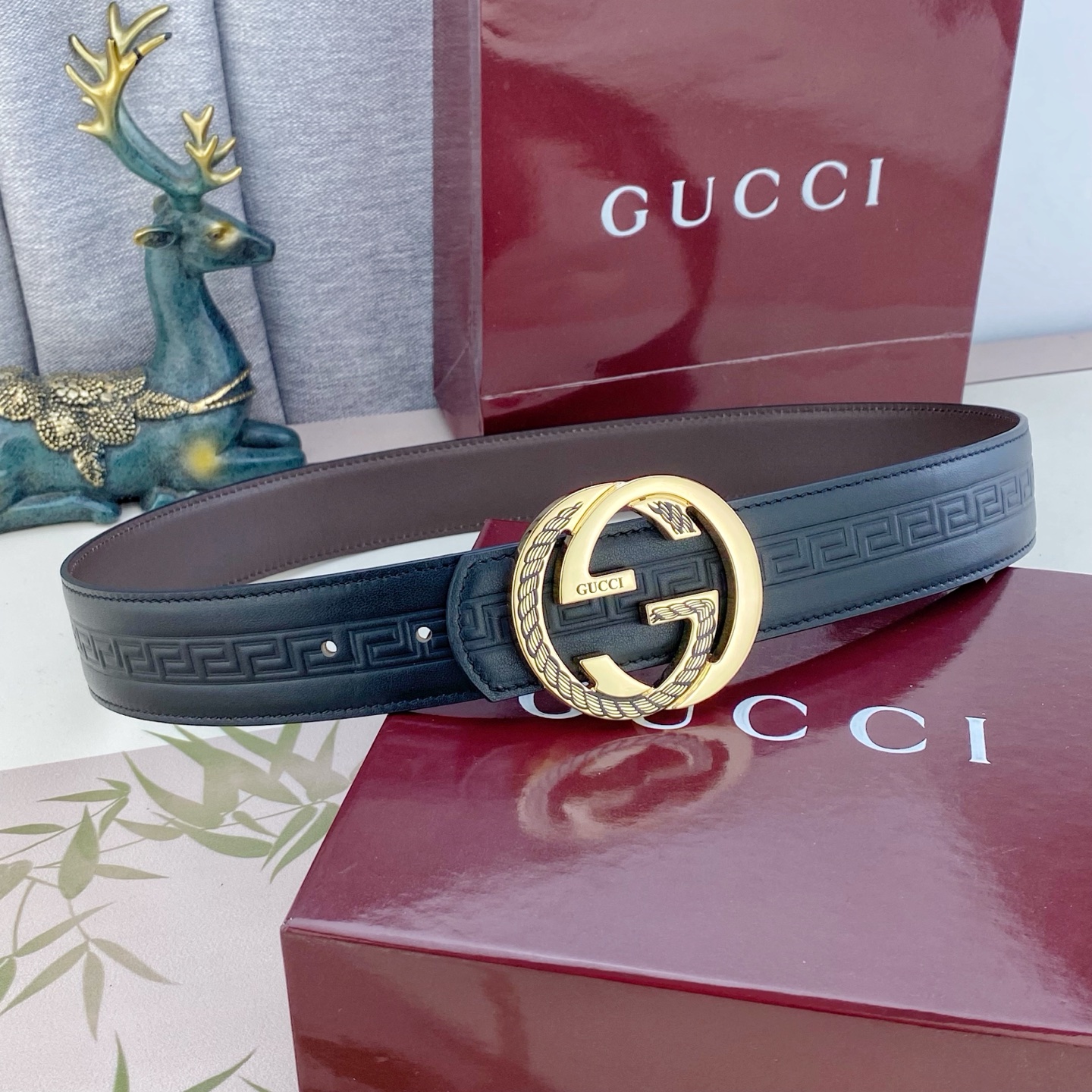 古奇💕 特种皮腰带系列 ，原厂五金精品不锈钢扣，手感柔软舒适 宽3.8CM。