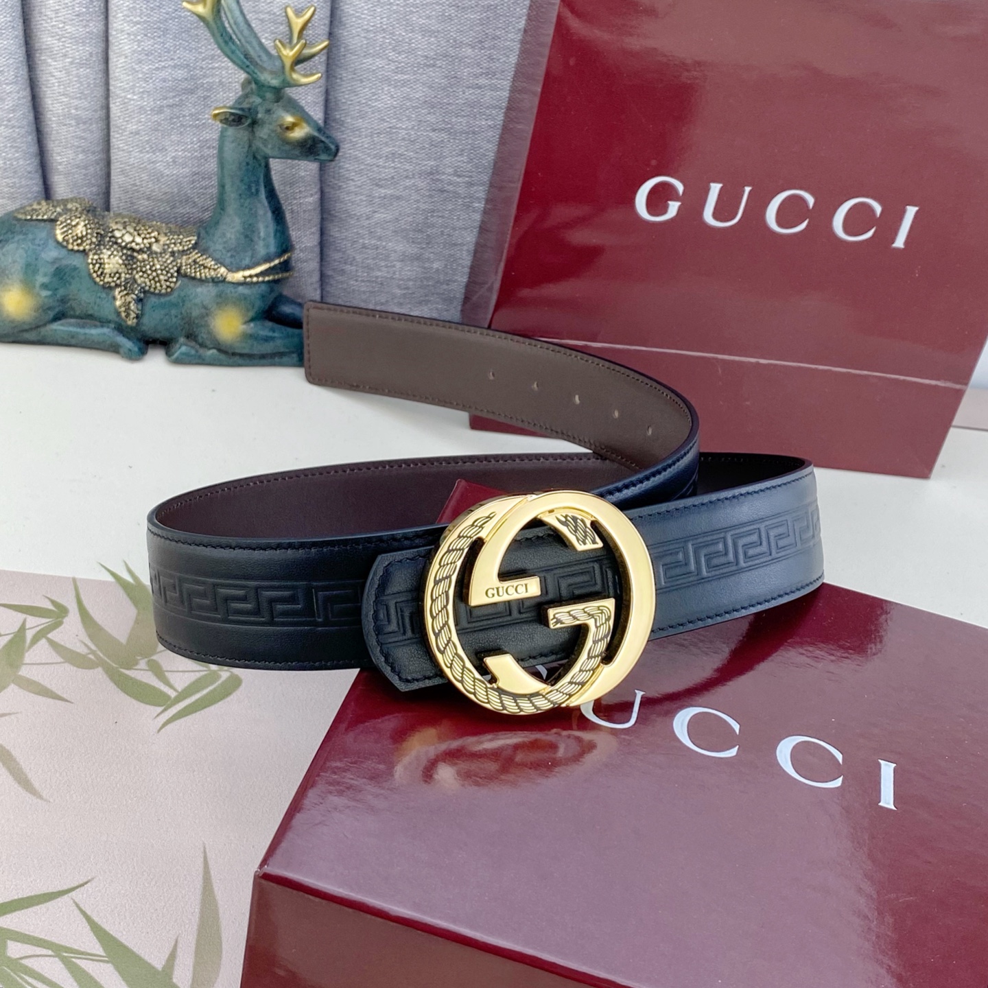 古奇💕 特种皮腰带系列 ，原厂五金精品不锈钢扣，手感柔软舒适 宽3.8CM。