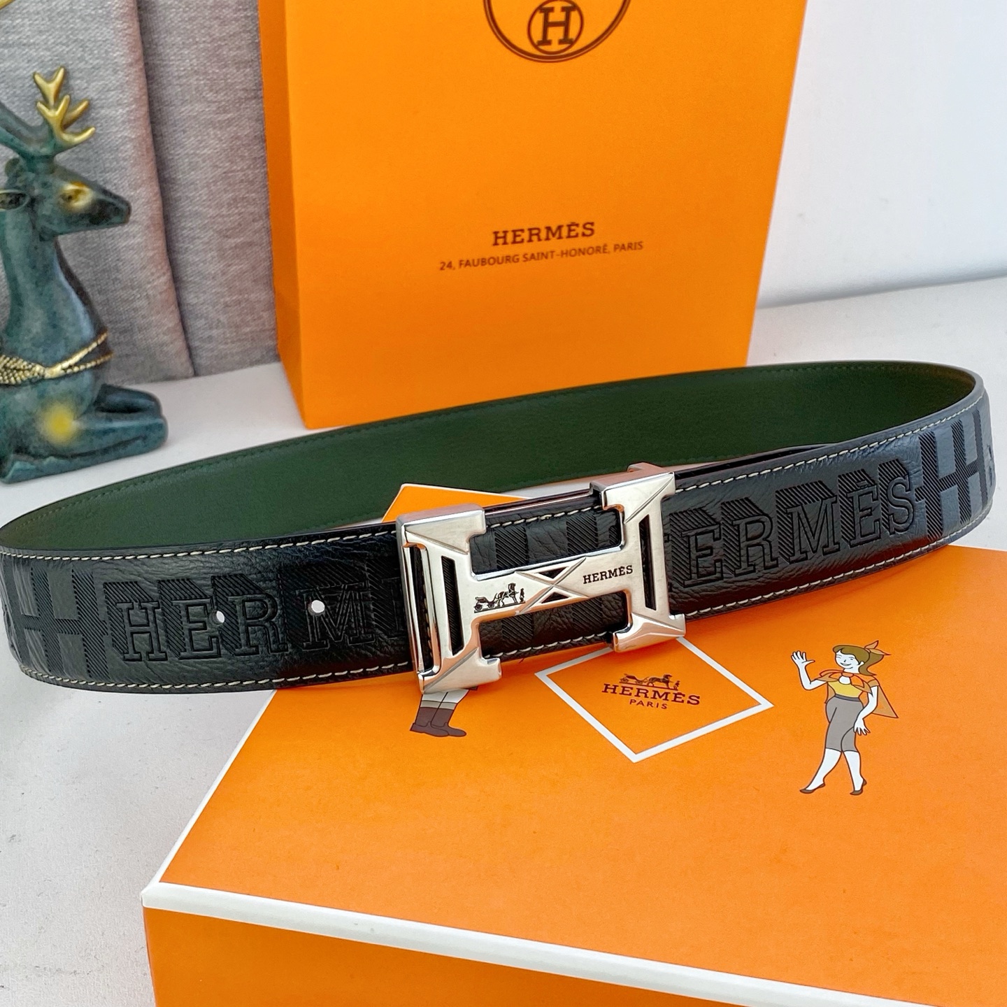 爱马仕💕 特种皮腰带系列 ，原厂五金精品不锈钢扣，手感柔软舒适 宽3.8CM。