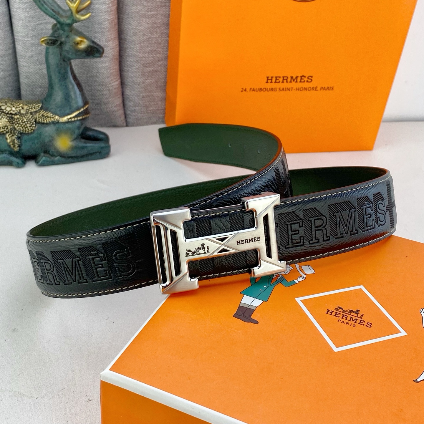 爱马仕💕 特种皮腰带系列 ，原厂五金精品不锈钢扣，手感柔软舒适 宽3.8CM。