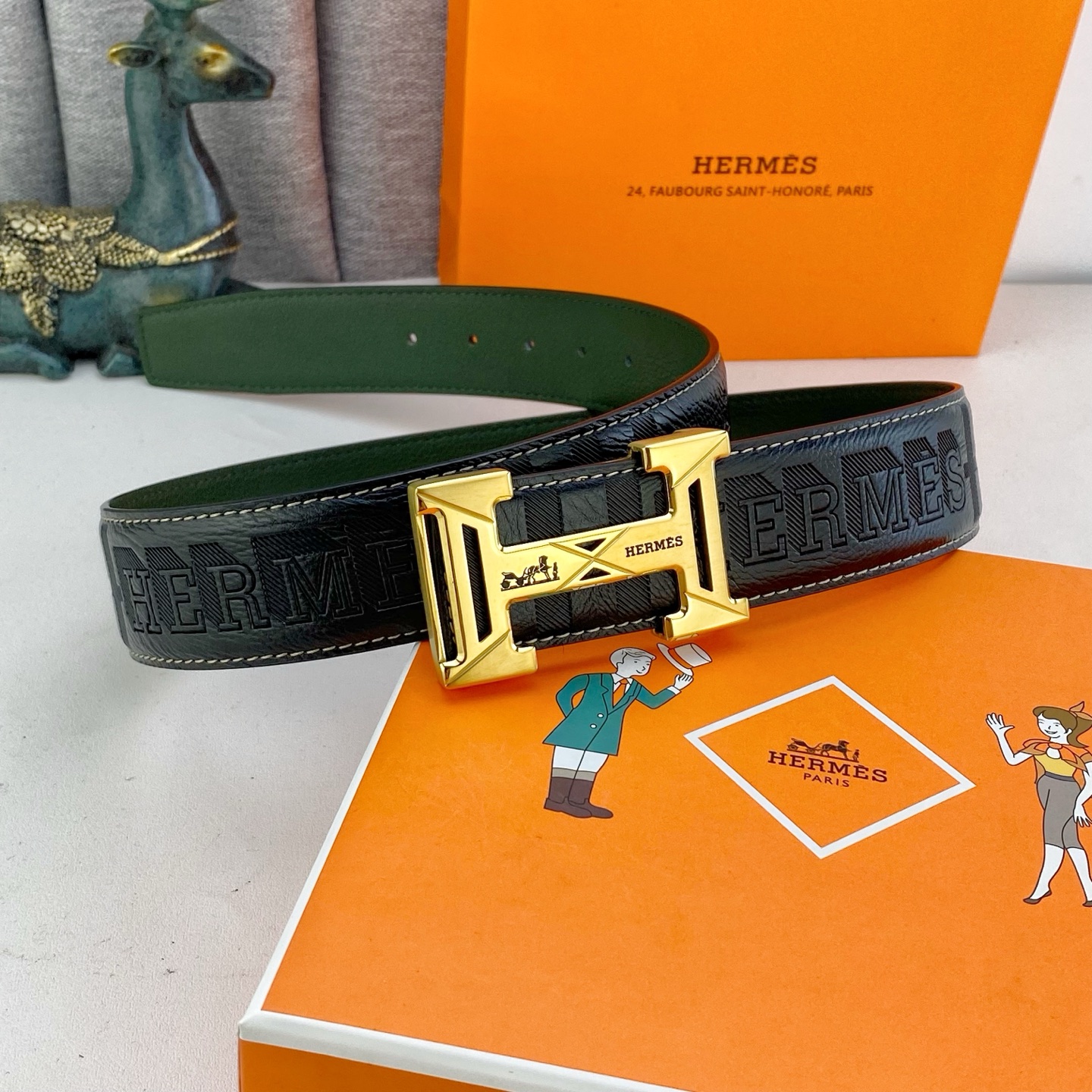 爱马仕💕 特种皮腰带系列 ，原厂五金精品不锈钢扣，手感柔软舒适 宽3.8CM。