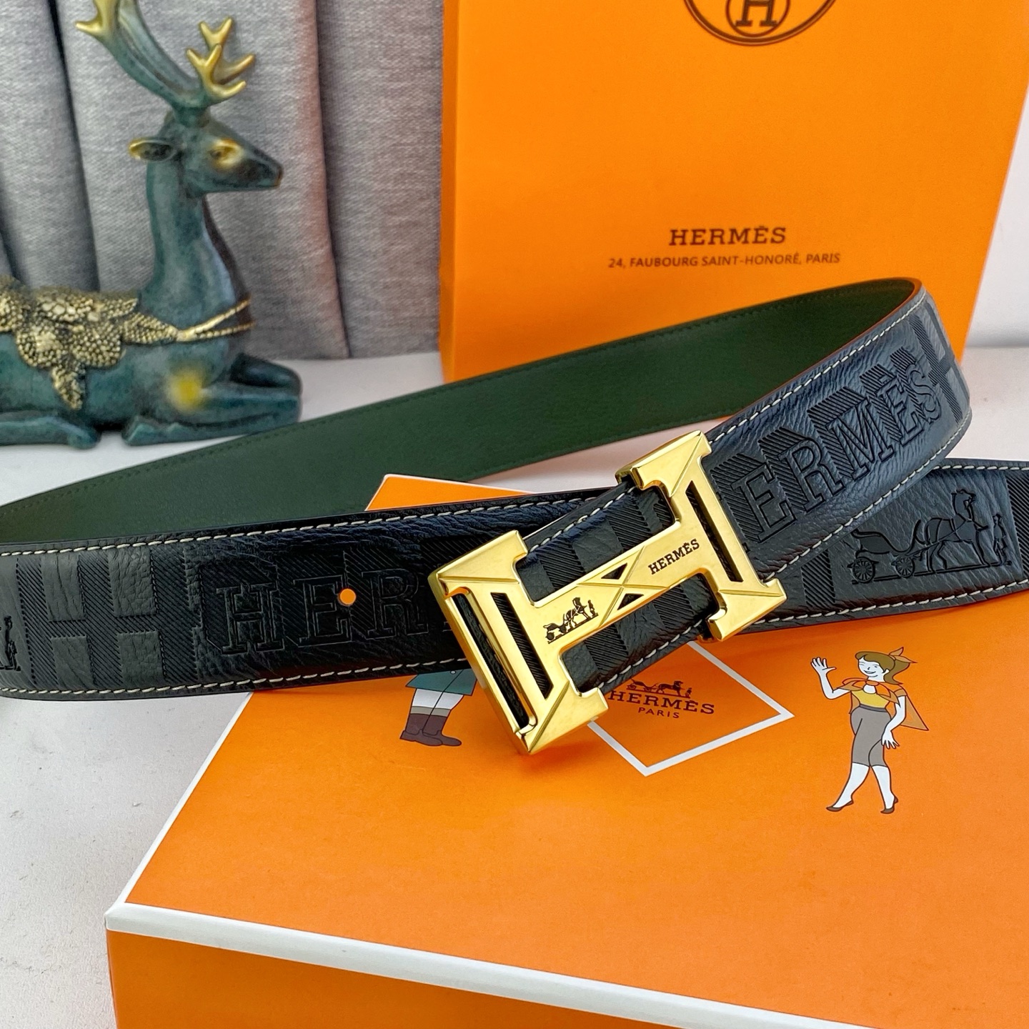 爱马仕💕 特种皮腰带系列 ，原厂五金精品不锈钢扣，手感柔软舒适 宽3.8CM。