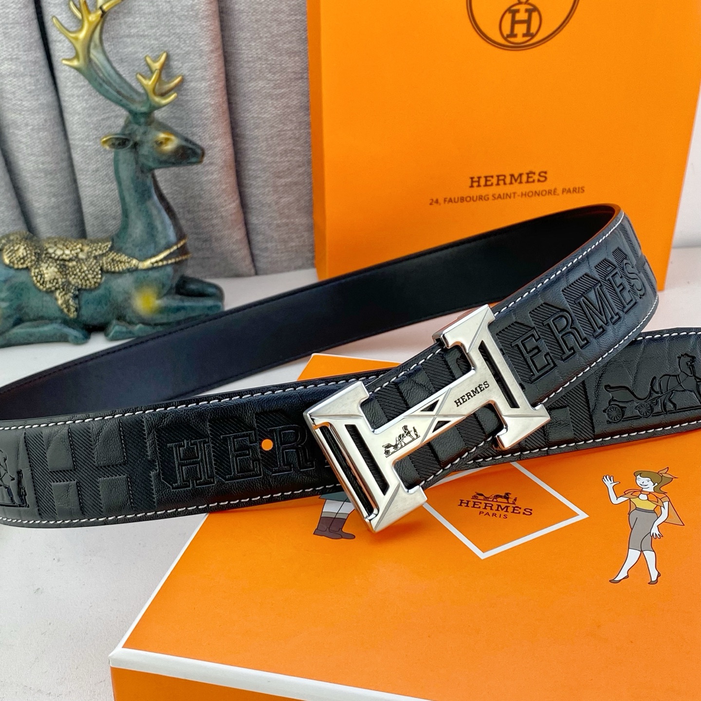 爱马仕💕 特种皮腰带系列 ，原厂五金精品不锈钢扣，手感柔软舒适 宽3.8CM。