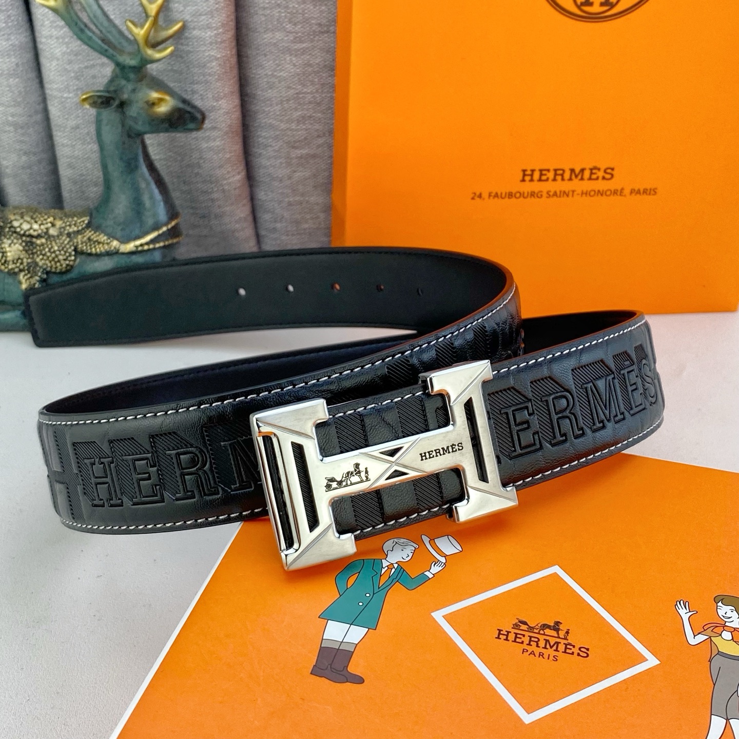 爱马仕💕 特种皮腰带系列 ，原厂五金精品不锈钢扣，手感柔软舒适 宽3.8CM。