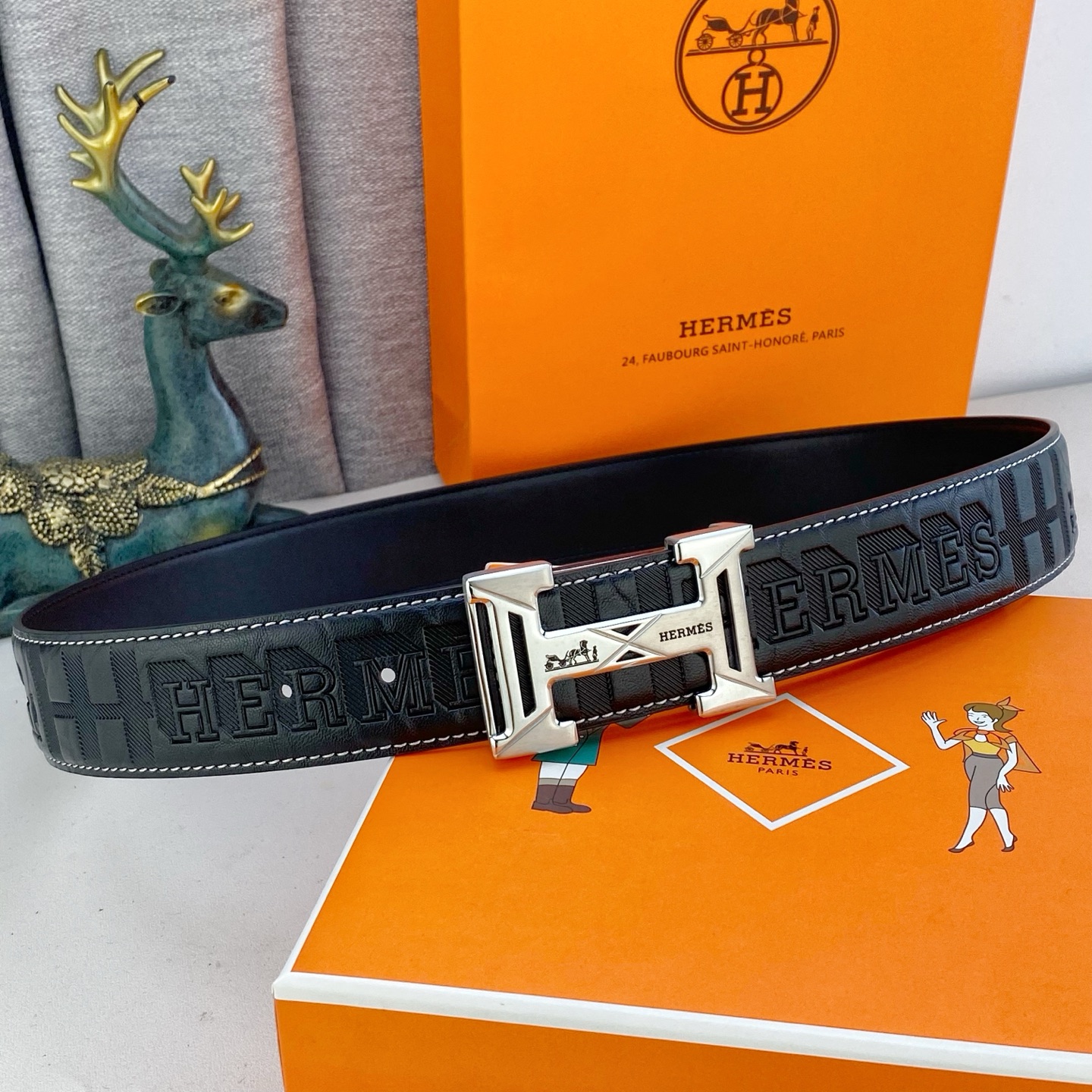 爱马仕💕 特种皮腰带系列 ，原厂五金精品不锈钢扣，手感柔软舒适 宽3.8CM。