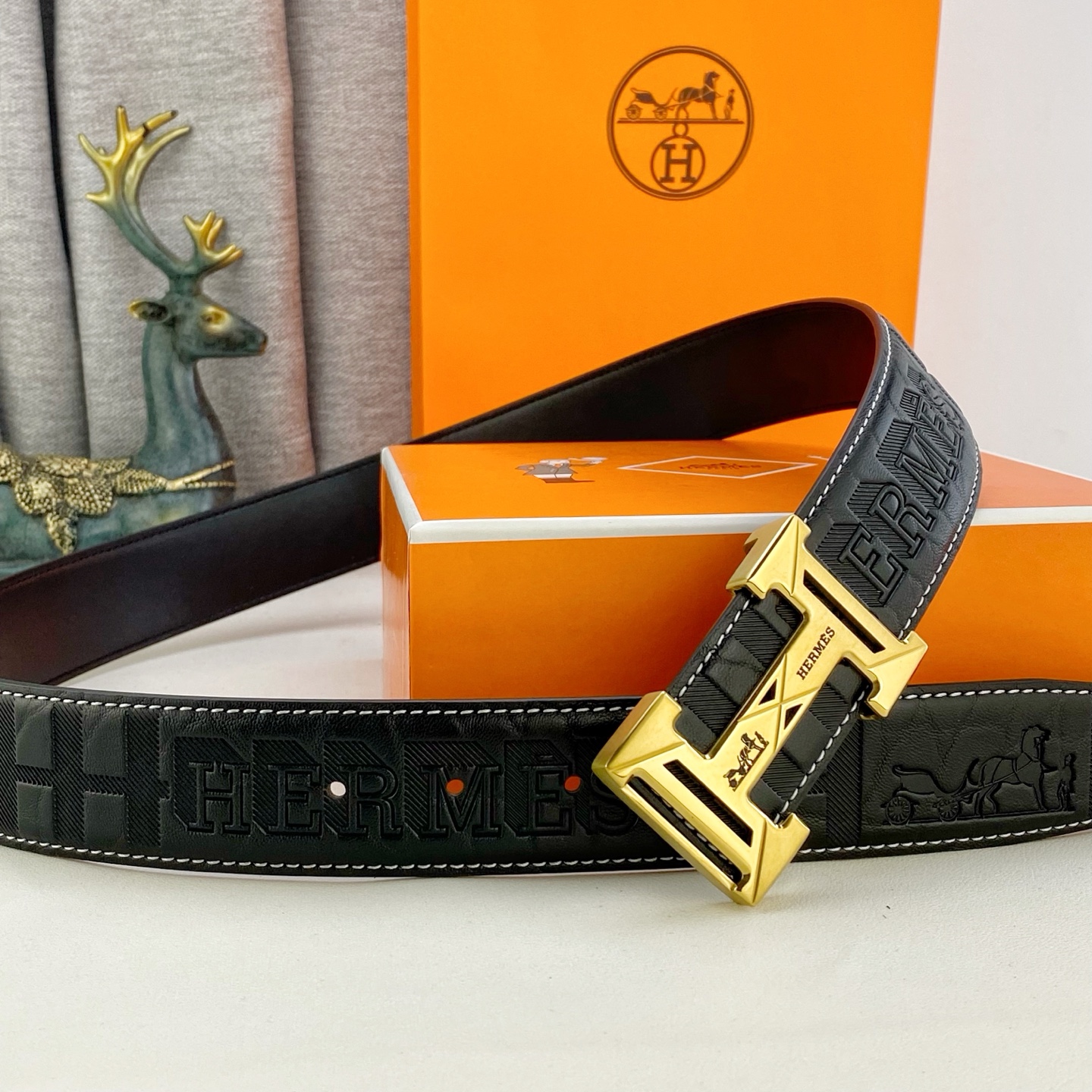 爱马仕💕 特种皮腰带系列 ，原厂五金精品不锈钢扣，手感柔软舒适 宽3.8CM。