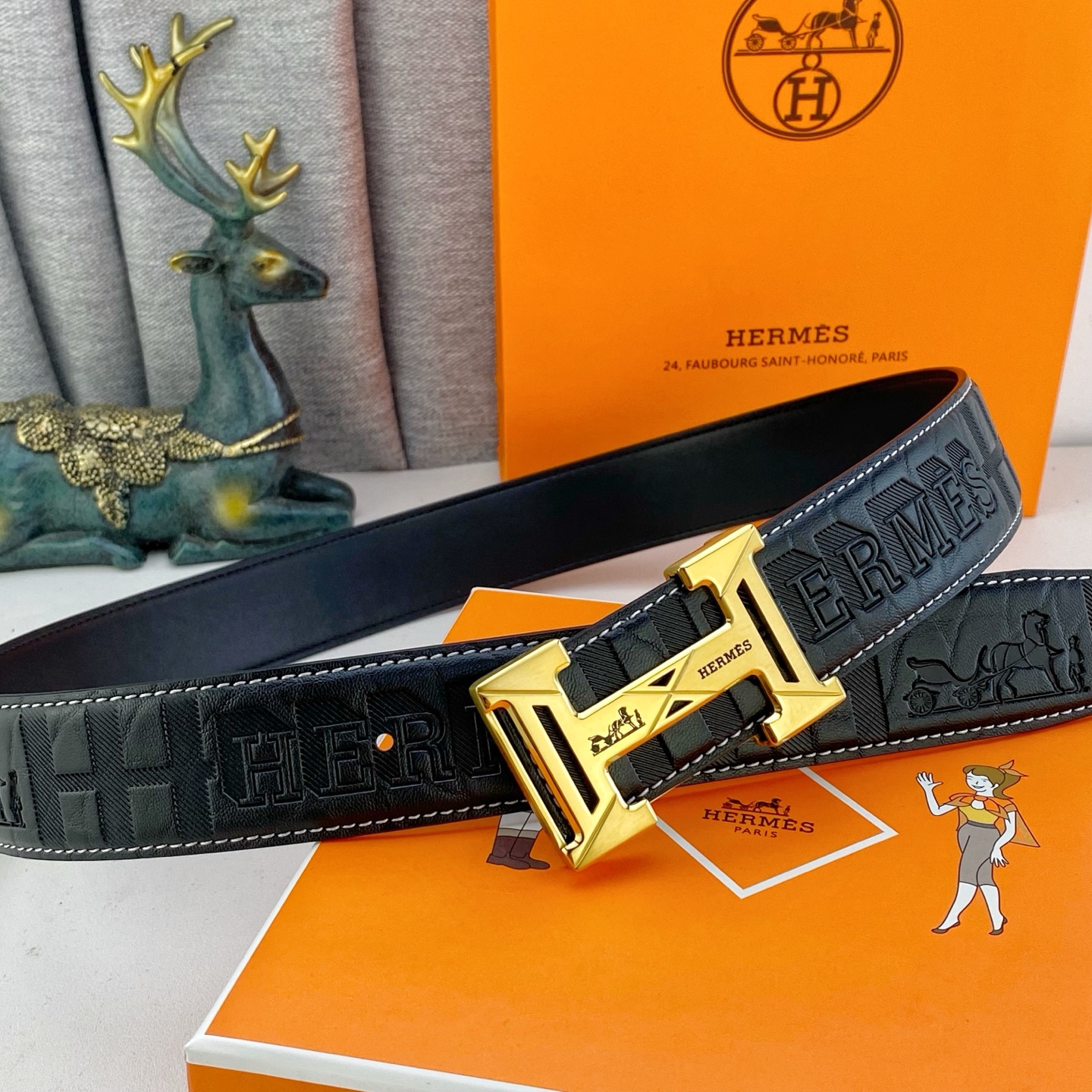 爱马仕💕 特种皮腰带系列 ，原厂五金精品不锈钢扣，手感柔软舒适 宽3.8CM。