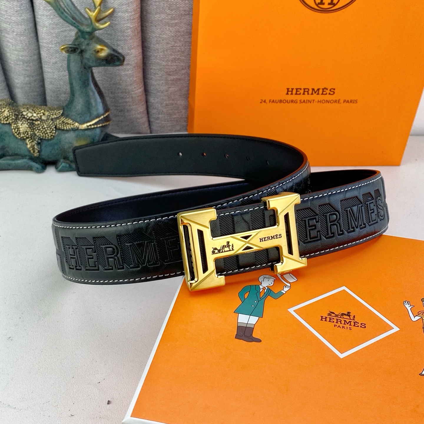 爱马仕💕 特种皮腰带系列 ，原厂五金精品不锈钢扣，手感柔软舒适 宽3.8CM。