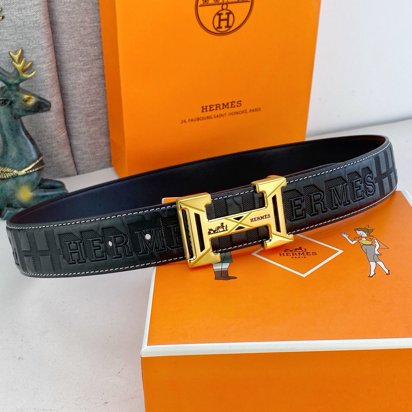 爱马仕💕 特种皮腰带系列 ，原厂五金精品不锈钢扣，手感柔软舒适 宽3.8CM。