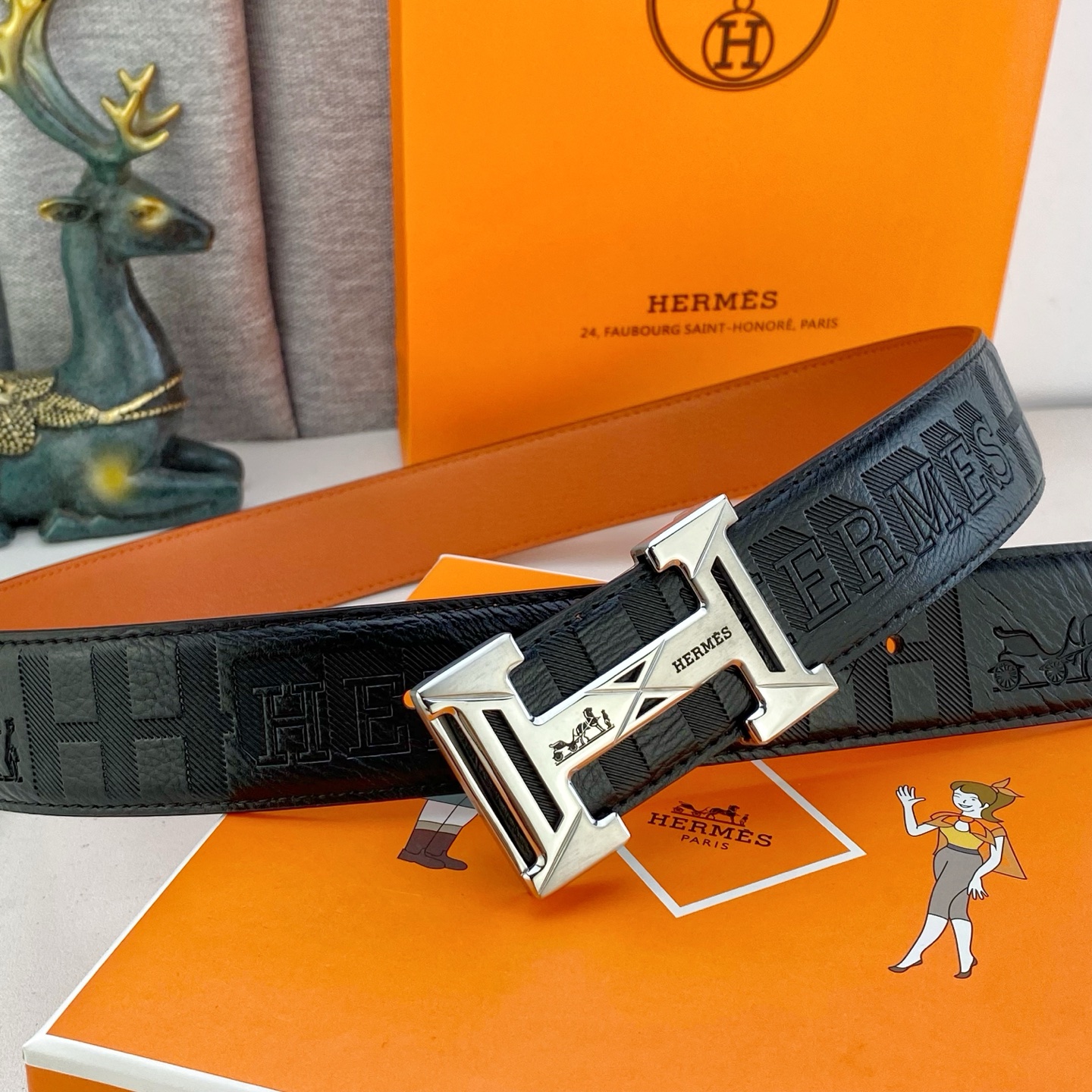 爱马仕💕 特种皮腰带系列 ，原厂五金精品不锈钢扣，手感柔软舒适 宽3.8CM。