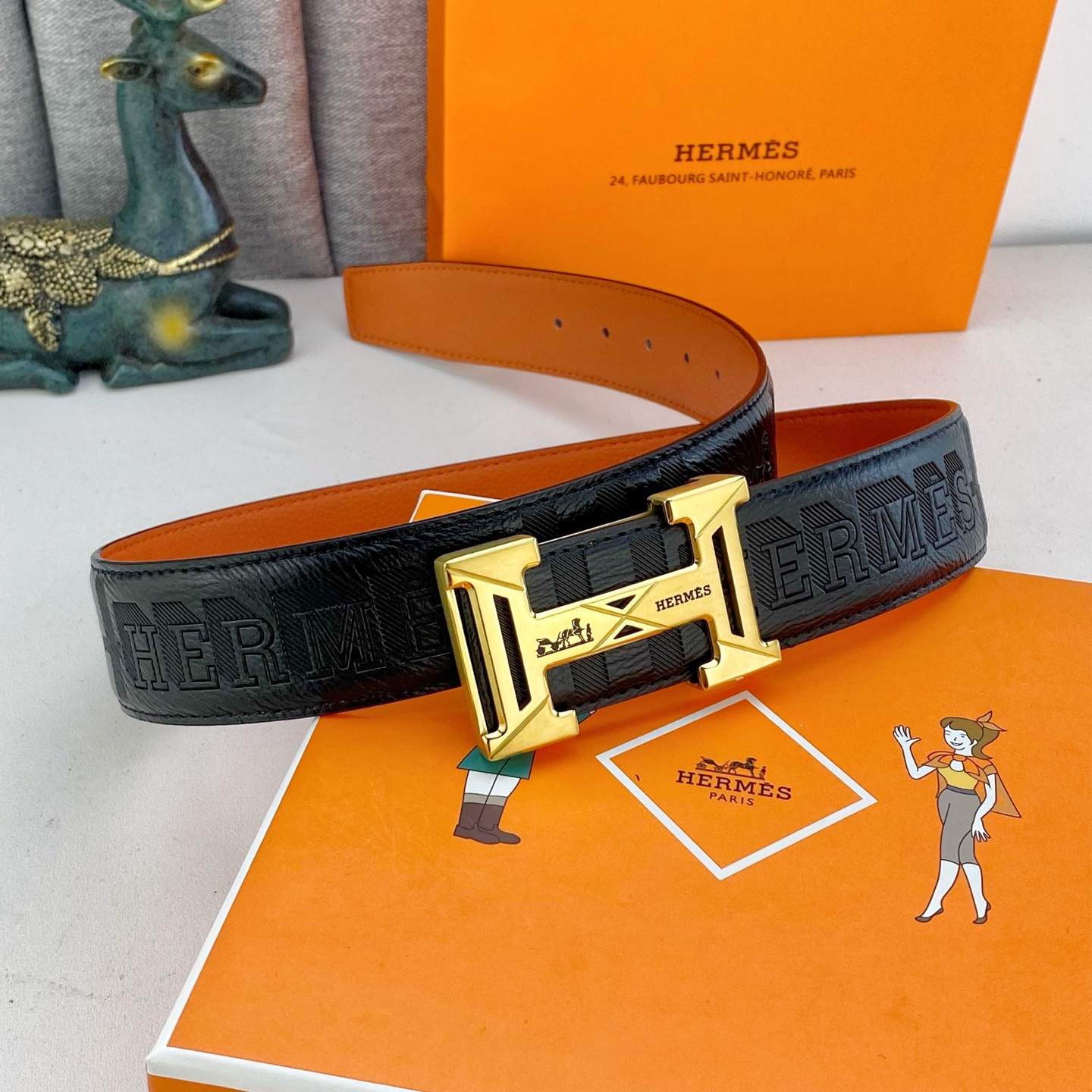 爱马仕💕 特种皮腰带系列 ，原厂五金精品不锈钢扣，手感柔软舒适 宽3.8CM。