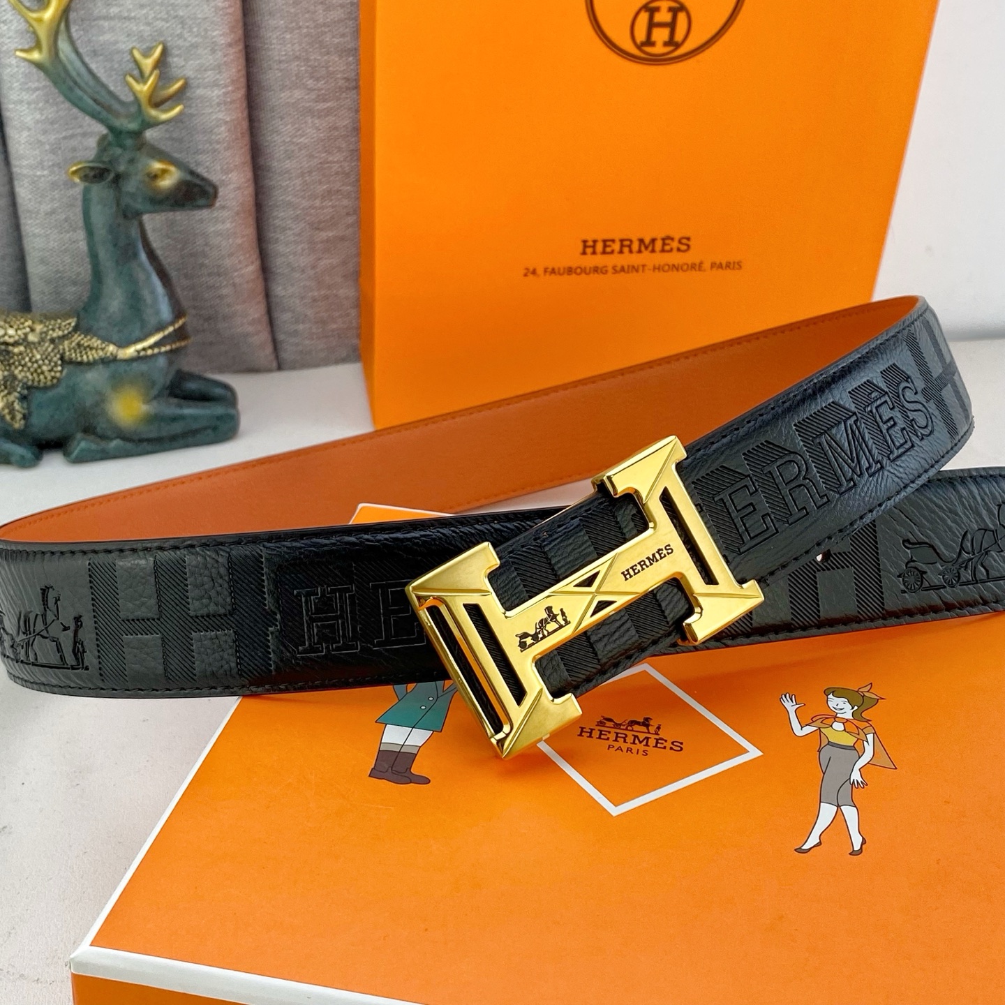 爱马仕💕 特种皮腰带系列 ，原厂五金精品不锈钢扣，手感柔软舒适 宽3.8CM。