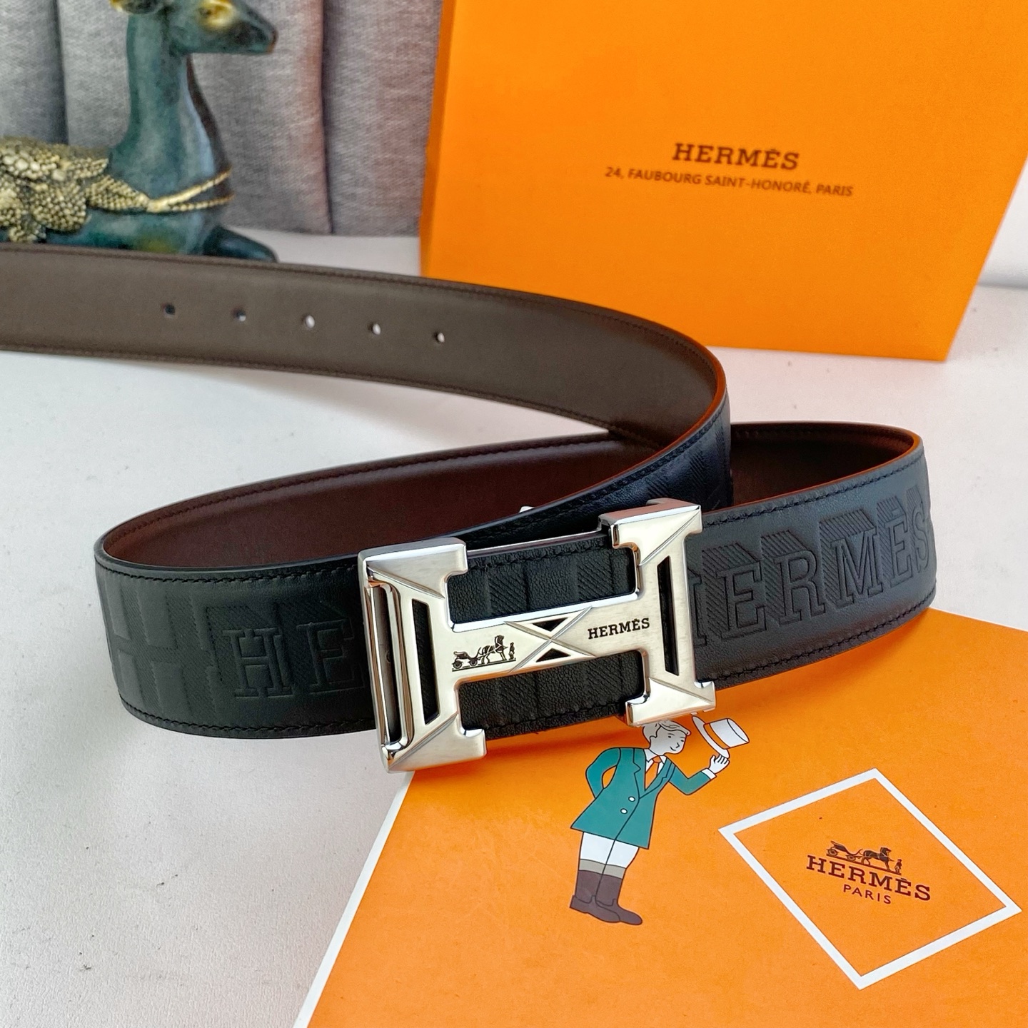 爱马仕💕 特种皮腰带系列 ，原厂五金精品不锈钢扣，手感柔软舒适 宽3.8CM。