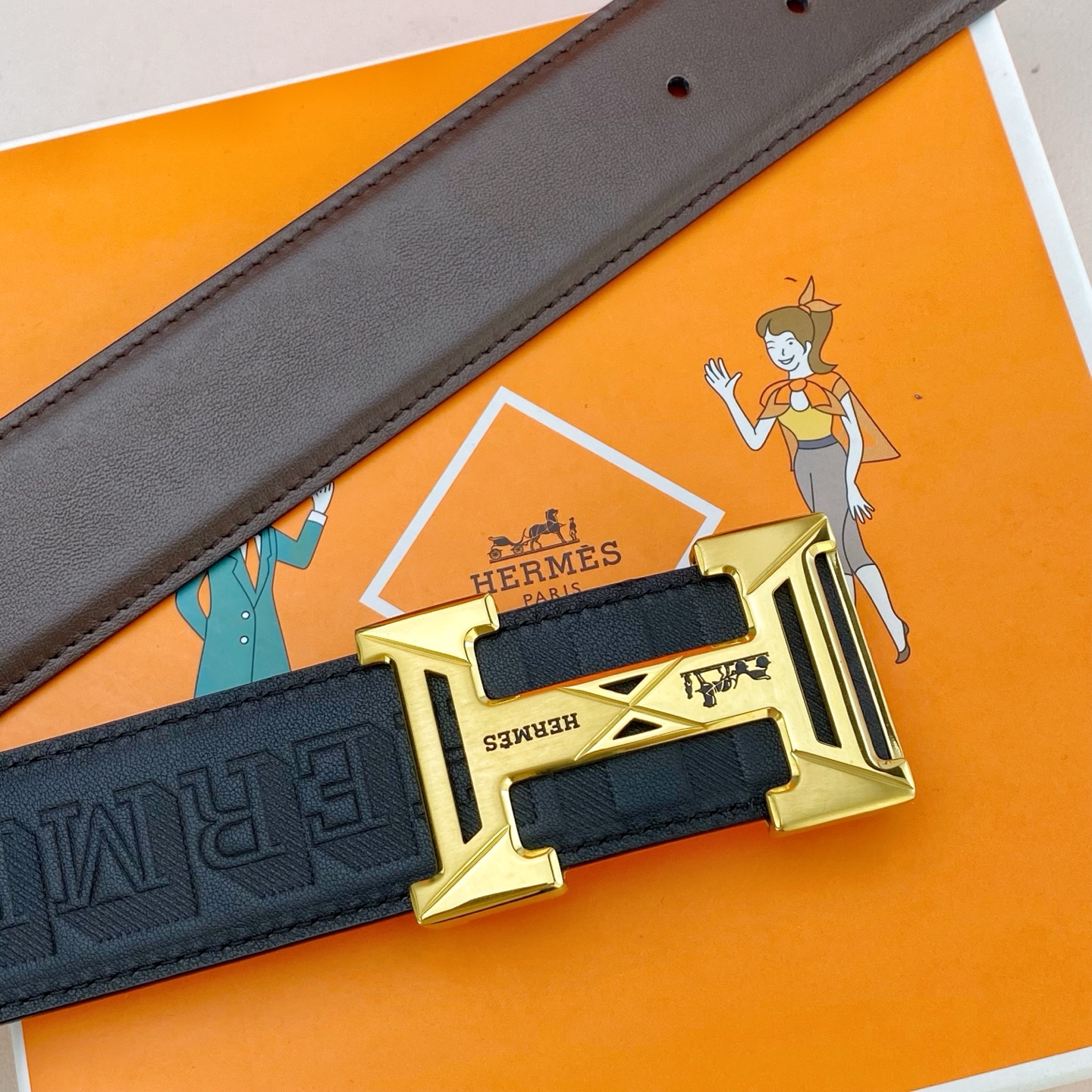 爱马仕💕 特种皮腰带系列 ，原厂五金精品不锈钢扣，手感柔软舒适 宽3.8CM。