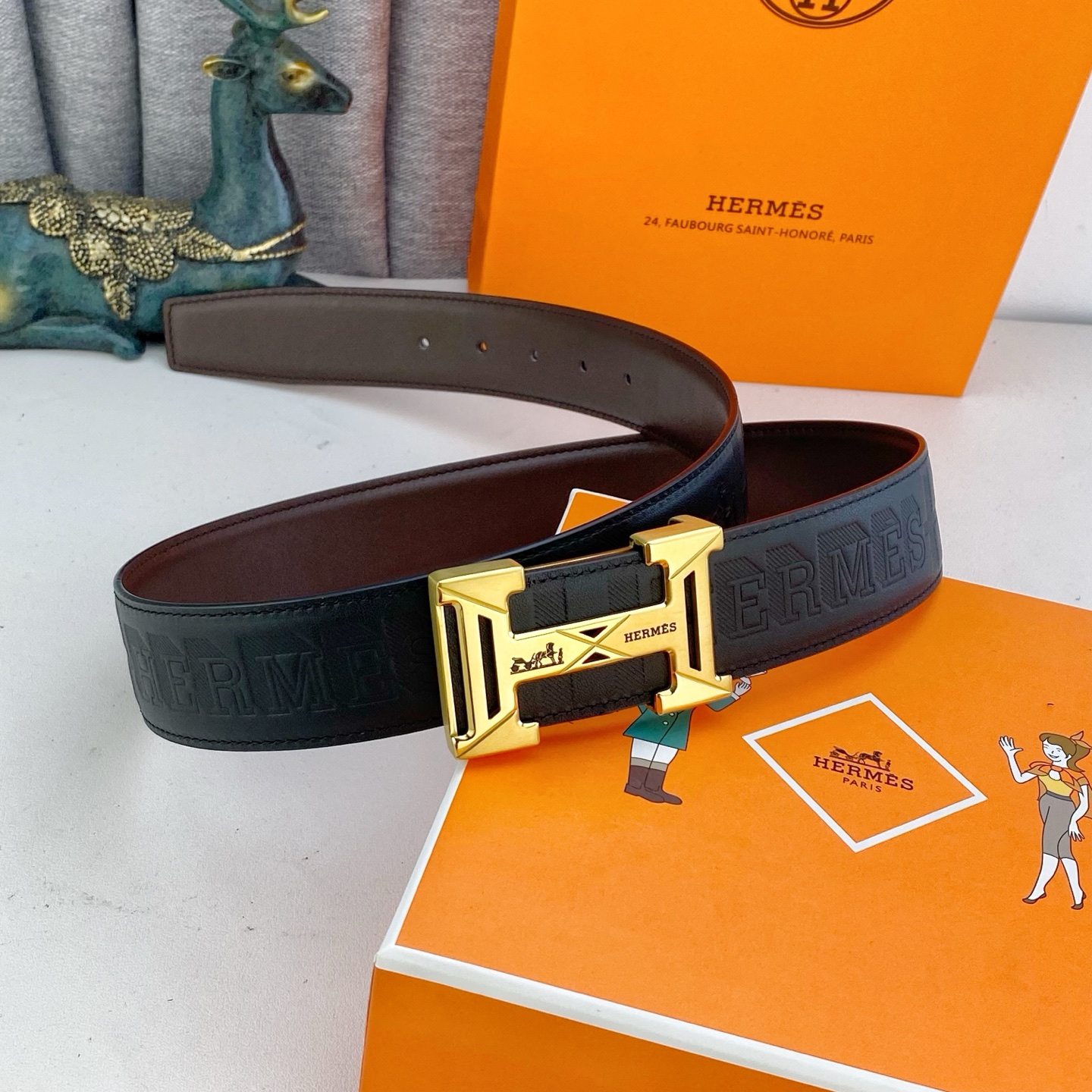 爱马仕💕 特种皮腰带系列 ，原厂五金精品不锈钢扣，手感柔软舒适 宽3.8CM。