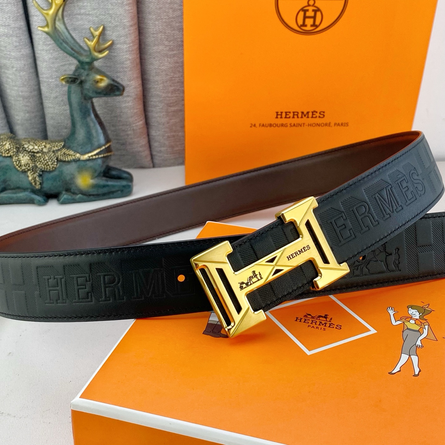 爱马仕💕 特种皮腰带系列 ，原厂五金精品不锈钢扣，手感柔软舒适 宽3.8CM。