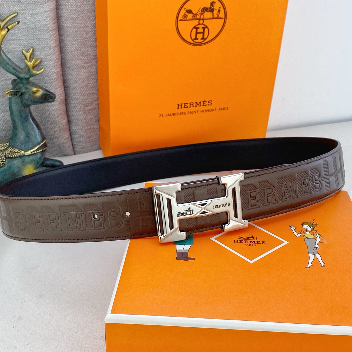 爱马仕💕 特种皮腰带系列 ，原厂五金精品不锈钢扣，手感柔软舒适 宽3.8CM。