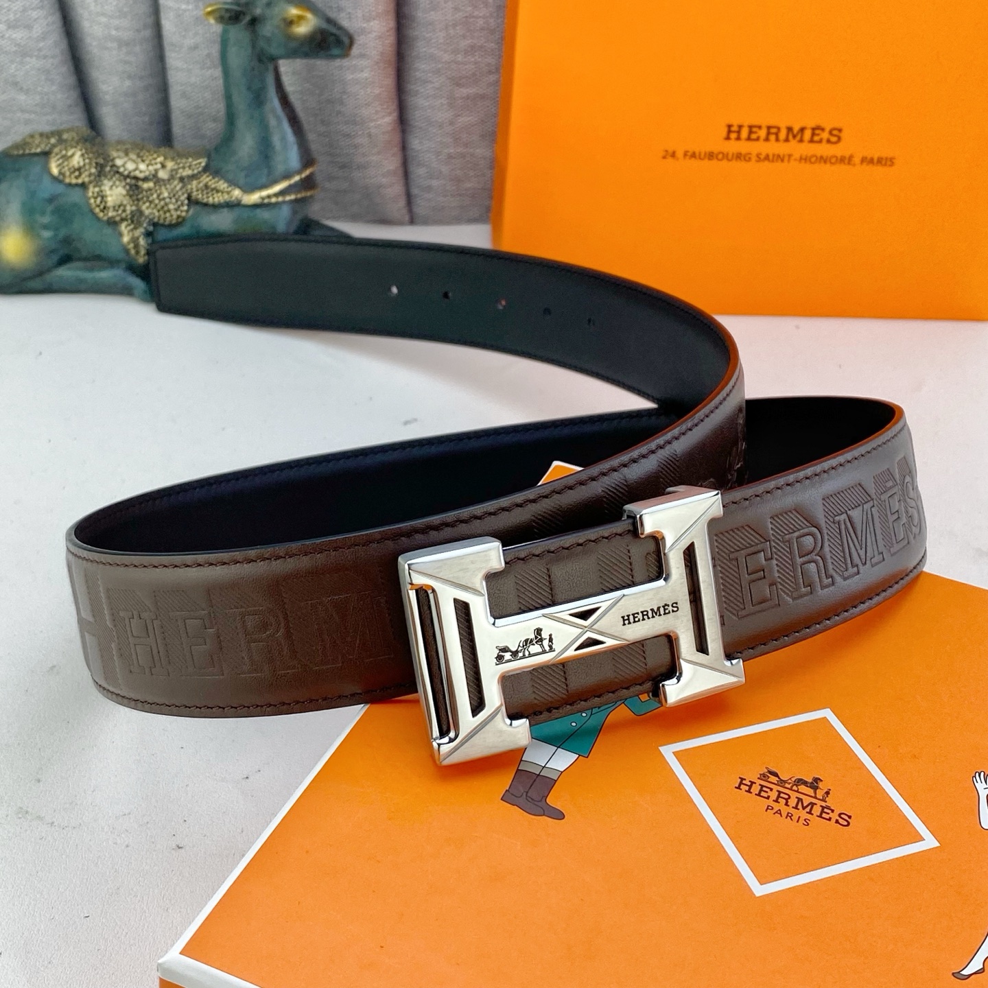 爱马仕💕 特种皮腰带系列 ，原厂五金精品不锈钢扣，手感柔软舒适 宽3.8CM。