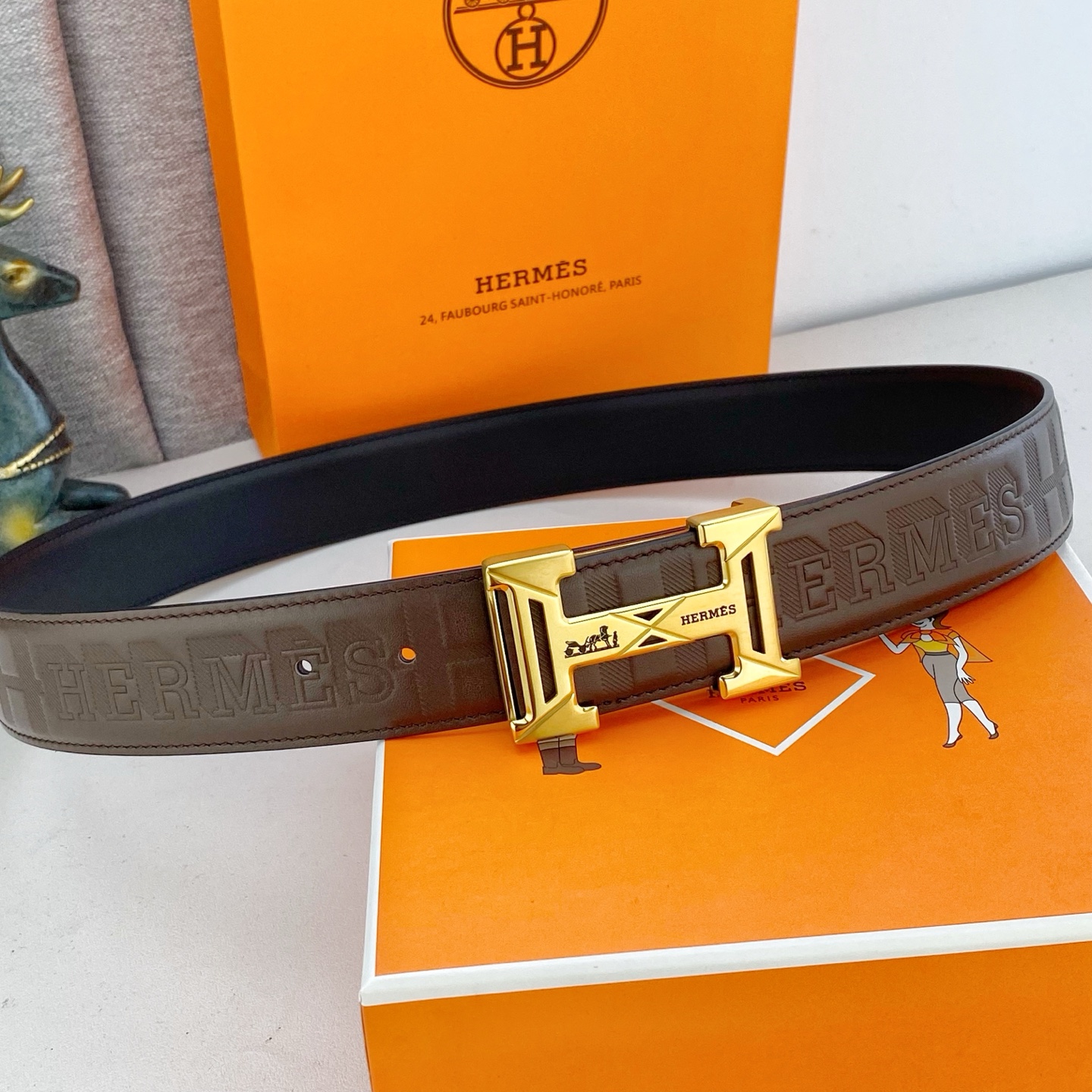 爱马仕💕 特种皮腰带系列 ，原厂五金精品不锈钢扣，手感柔软舒适 宽3.8CM。