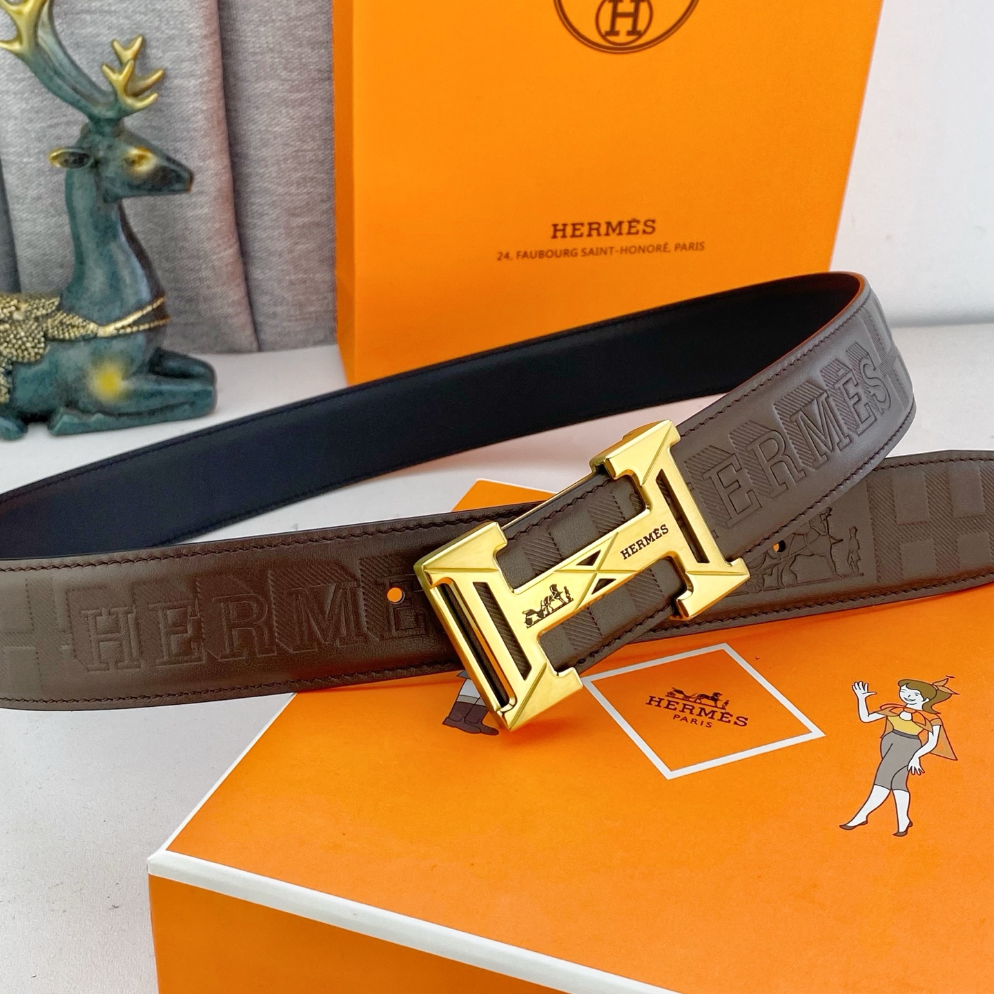 爱马仕💕 特种皮腰带系列 ，原厂五金精品不锈钢扣，手感柔软舒适 宽3.8CM。