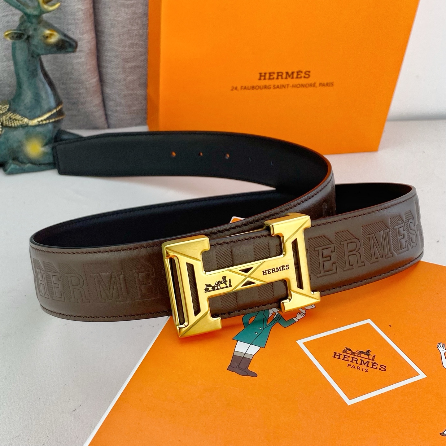 爱马仕💕 特种皮腰带系列 ，原厂五金精品不锈钢扣，手感柔软舒适 宽3.8CM。