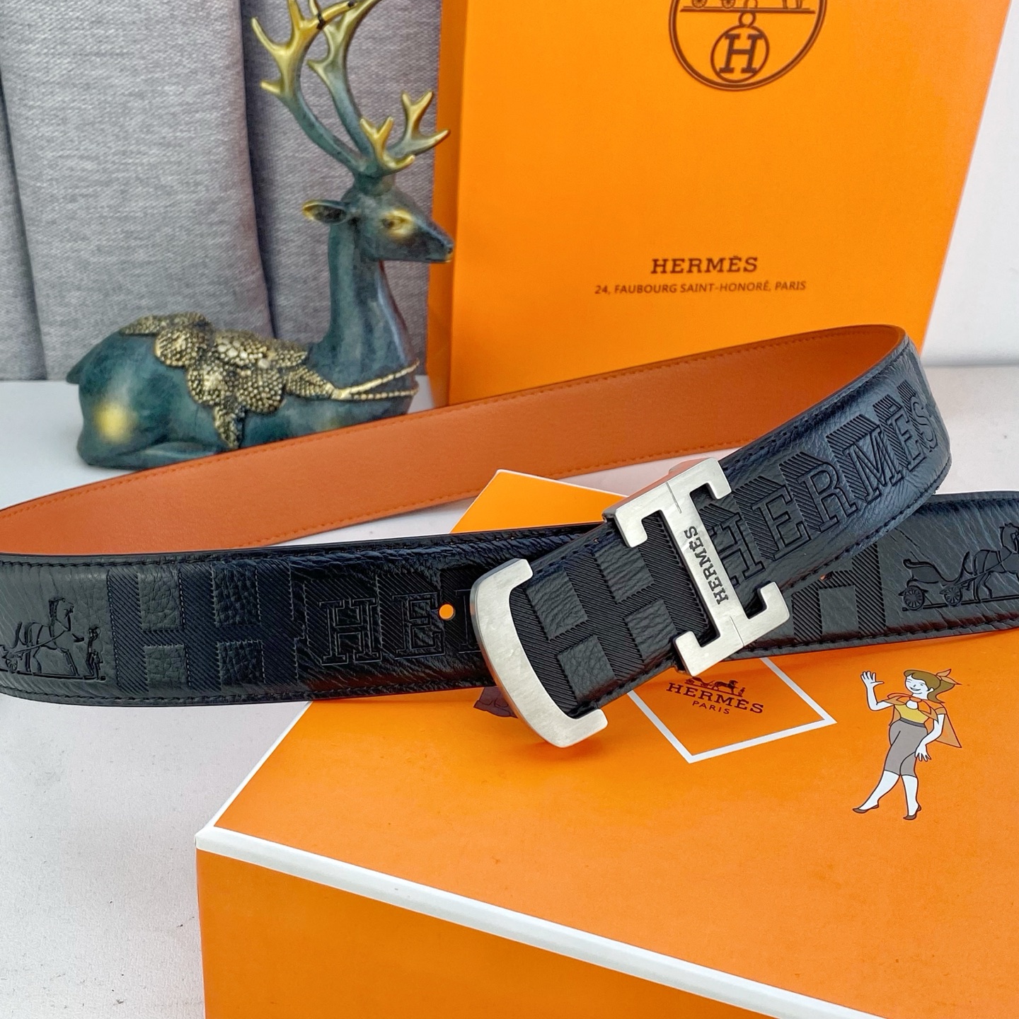 爱马仕💕 特种皮腰带系列 ，原厂五金精品不锈钢扣，手感柔软舒适 宽3.8CM。