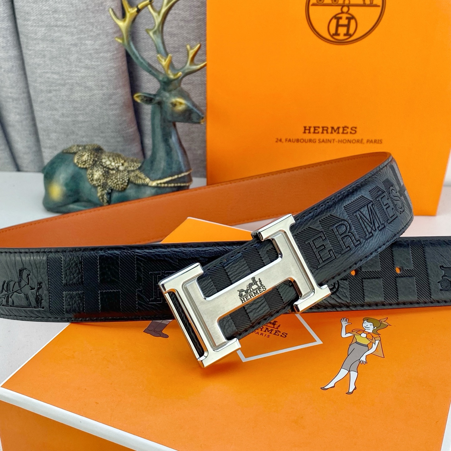 爱马仕💕 特种皮腰带系列 ，原厂五金精品不锈钢扣，手感柔软舒适 宽3.8CM。
