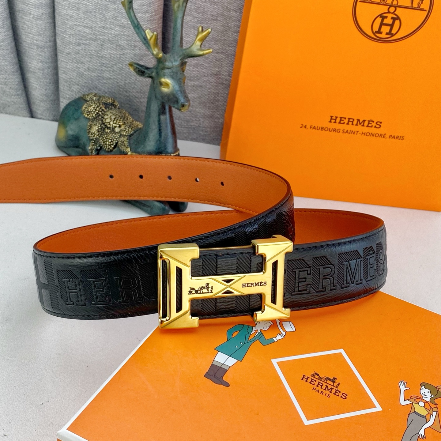 爱马仕💕 特种皮腰带系列 ，原厂五金精品不锈钢扣，手感柔软舒适 宽3.8CM。