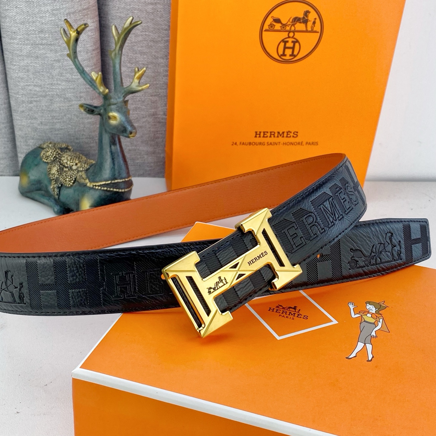 爱马仕💕 特种皮腰带系列 ，原厂五金精品不锈钢扣，手感柔软舒适 宽3.8CM。