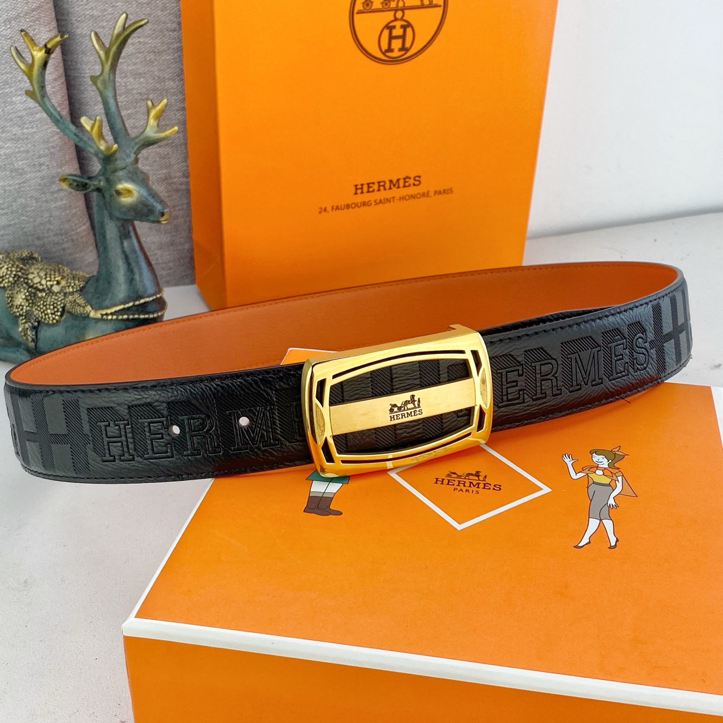 爱马仕💕 特种皮腰带系列 ，原厂五金精品不锈钢扣，手感柔软舒适 宽3.8CM。