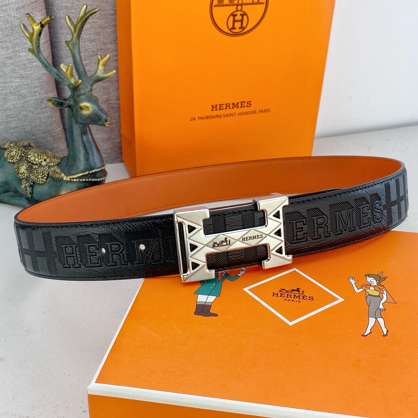 爱马仕💕 特种皮腰带系列 ，原厂五金精品不锈钢扣，手感柔软舒适 宽3.8CM。