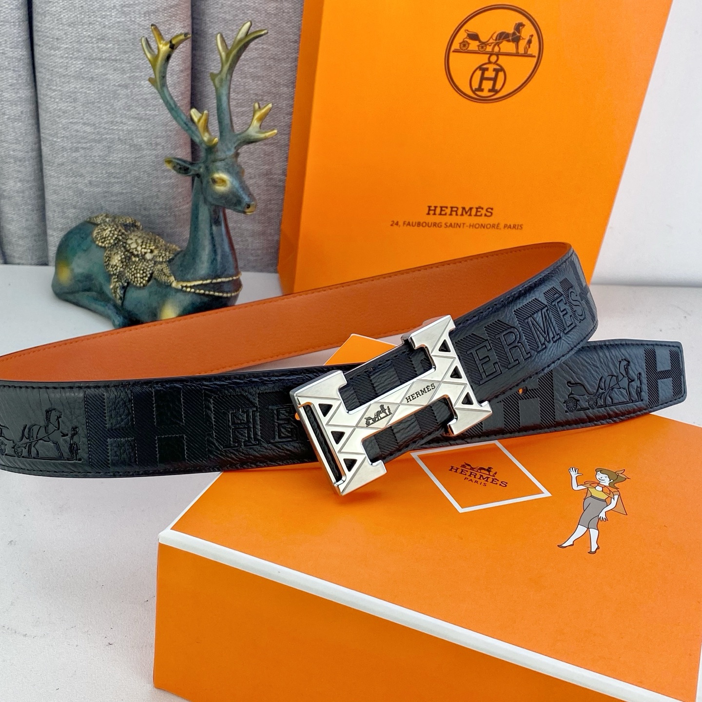爱马仕💕 特种皮腰带系列 ，原厂五金精品不锈钢扣，手感柔软舒适 宽3.8CM。