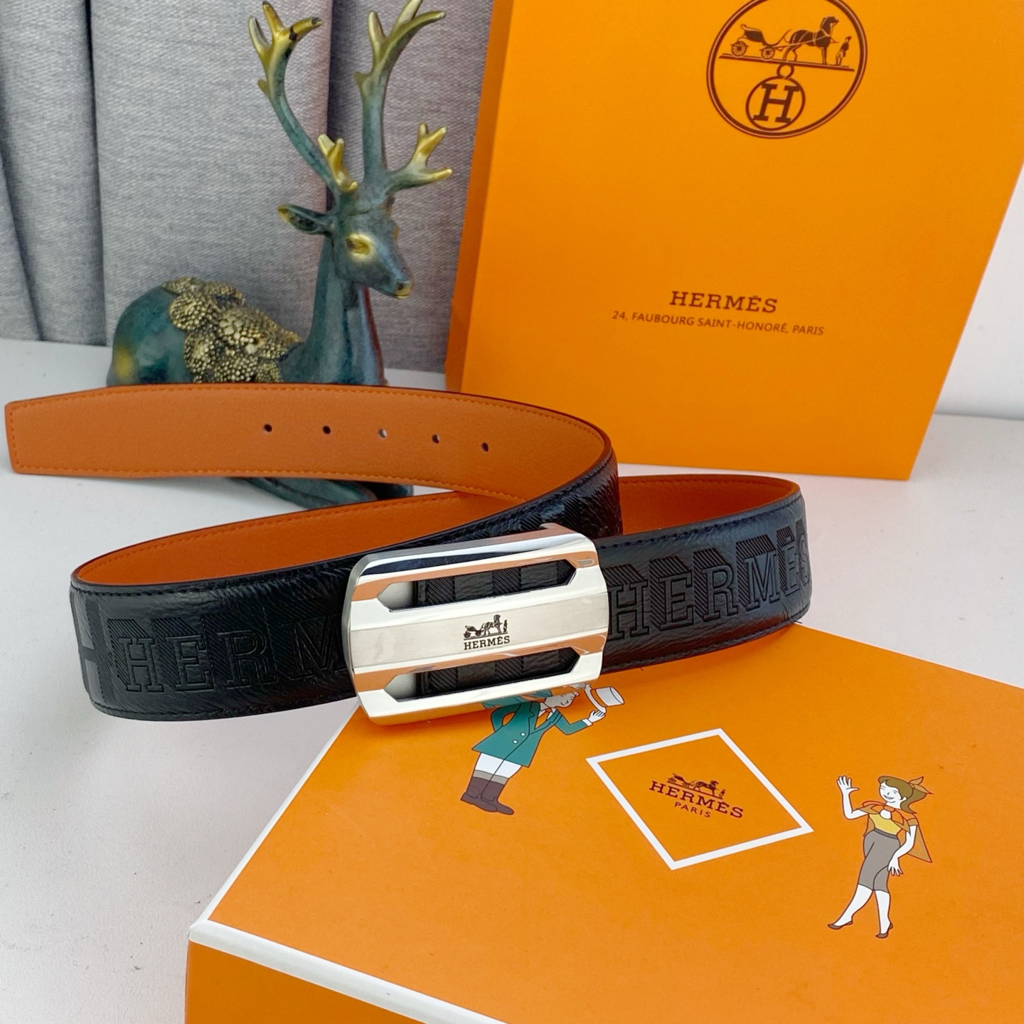 爱马仕💕 特种皮腰带系列 ，原厂五金精品不锈钢扣，手感柔软舒适 宽3.8CM。