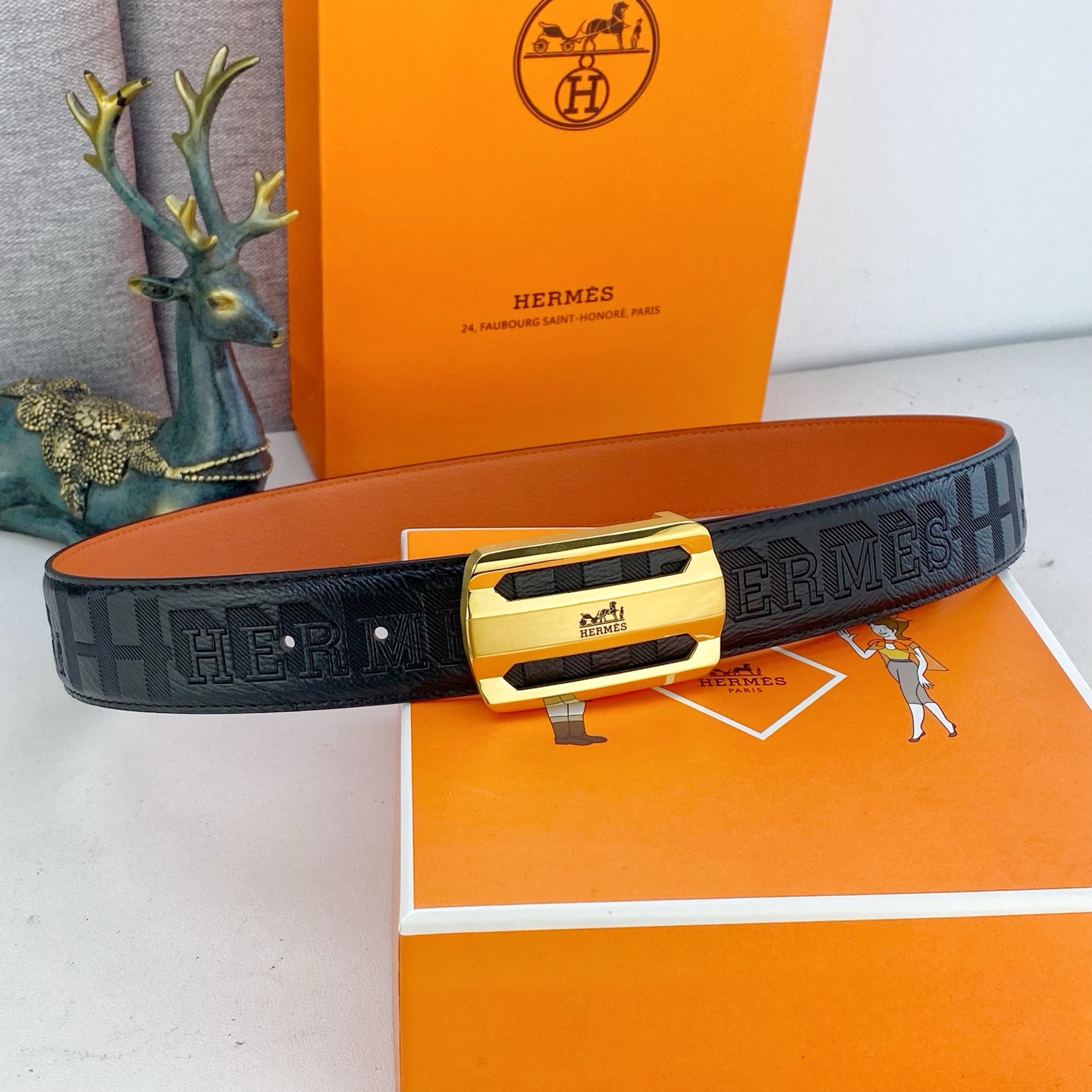 爱马仕💕 特种皮腰带系列 ，原厂五金精品不锈钢扣，手感柔软舒适 宽3.8CM。
