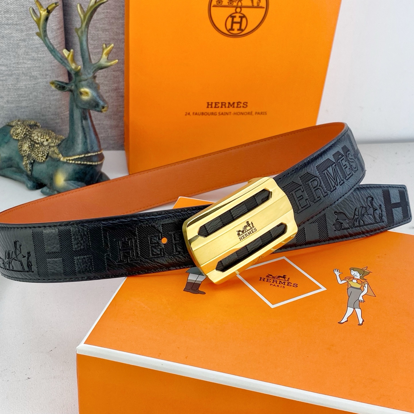 爱马仕💕 特种皮腰带系列 ，原厂五金精品不锈钢扣，手感柔软舒适 宽3.8CM。