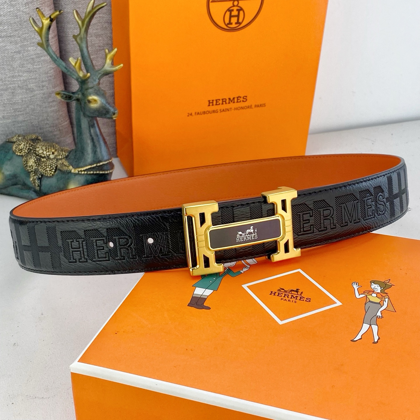 爱马仕💕 特种皮腰带系列 ，原厂五金精品不锈钢扣，手感柔软舒适 宽3.8CM。
