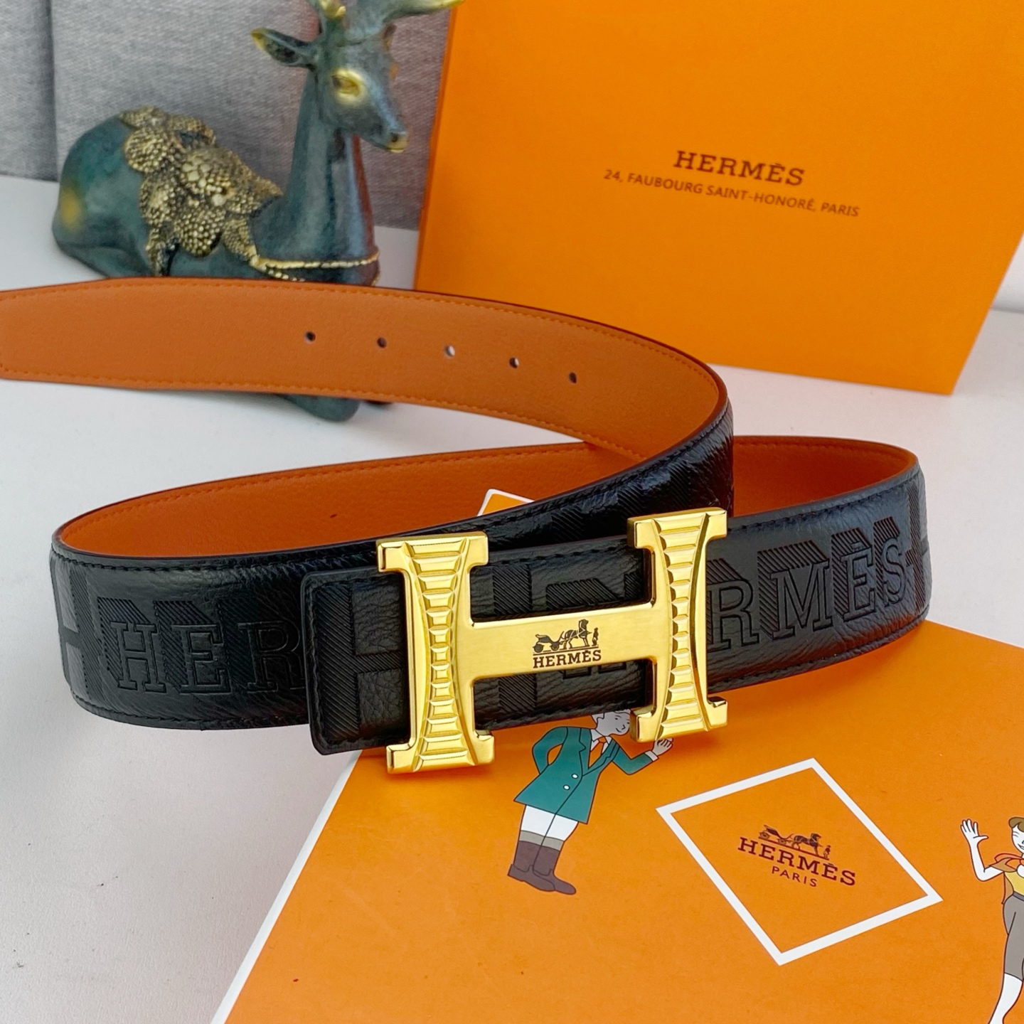 爱马仕💕 特种皮腰带系列 ，原厂五金精品不锈钢扣，手感柔软舒适 宽3.8CM。