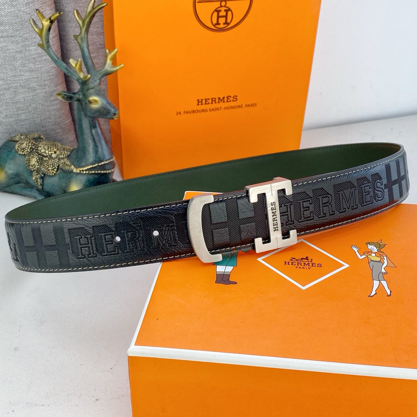 爱马仕💕 特种皮腰带系列 ，原厂五金精品不锈钢扣，手感柔软舒适 宽3.8CM。