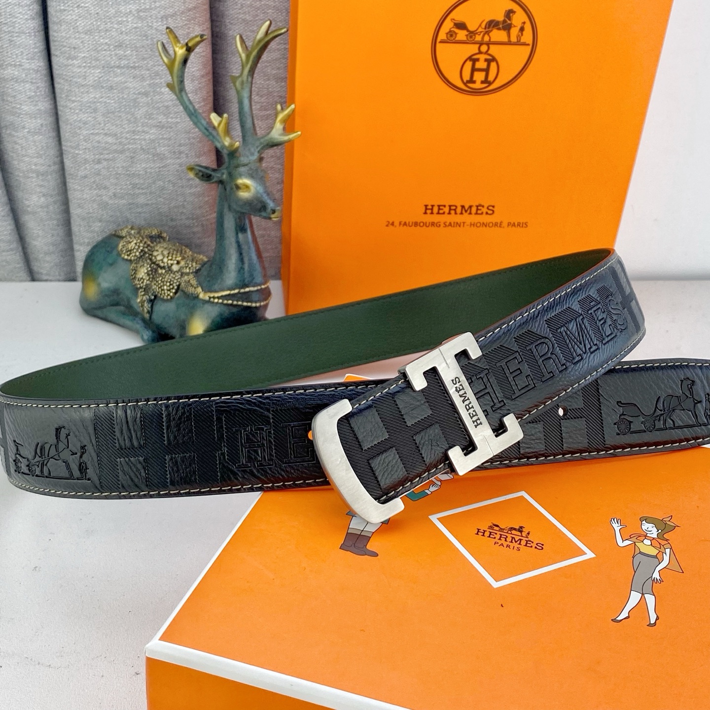 爱马仕💕 特种皮腰带系列 ，原厂五金精品不锈钢扣，手感柔软舒适 宽3.8CM。