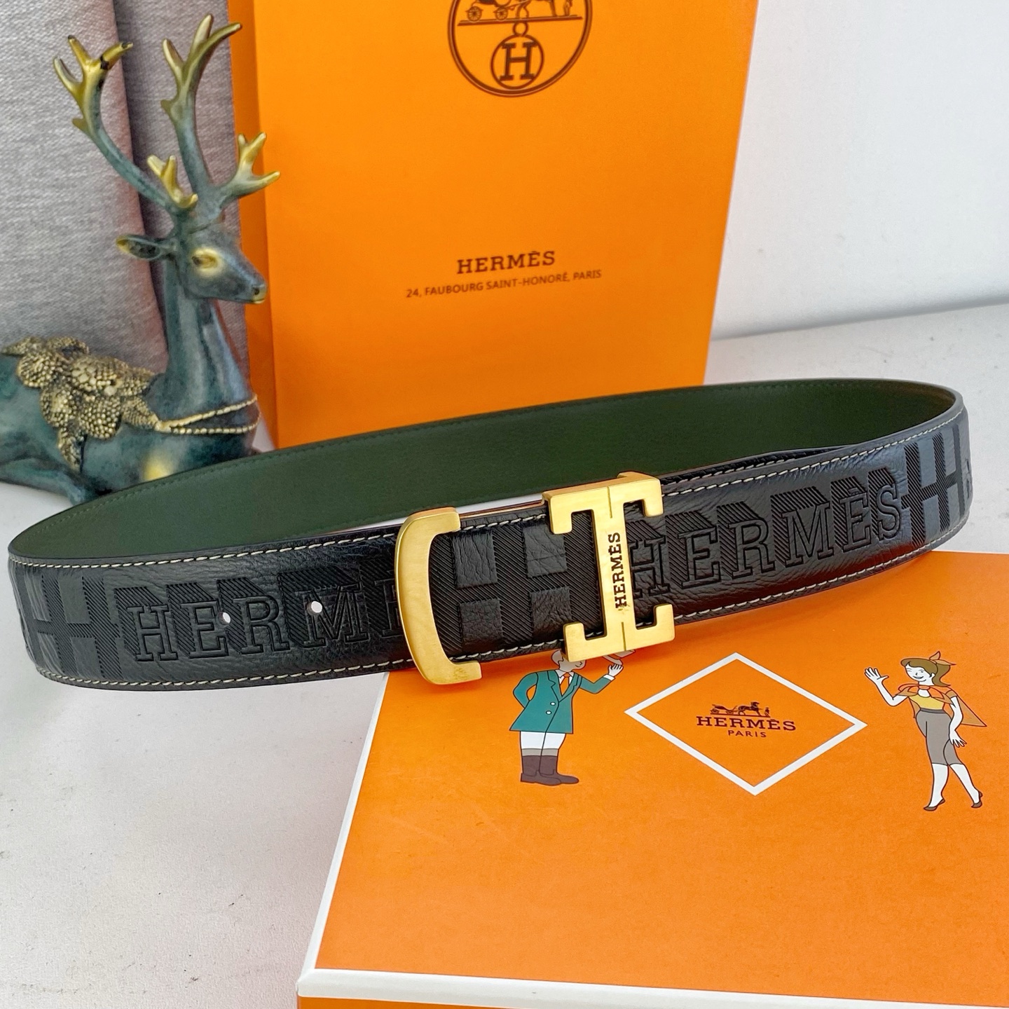 爱马仕💕 特种皮腰带系列 ，原厂五金精品不锈钢扣，手感柔软舒适 宽3.8CM。