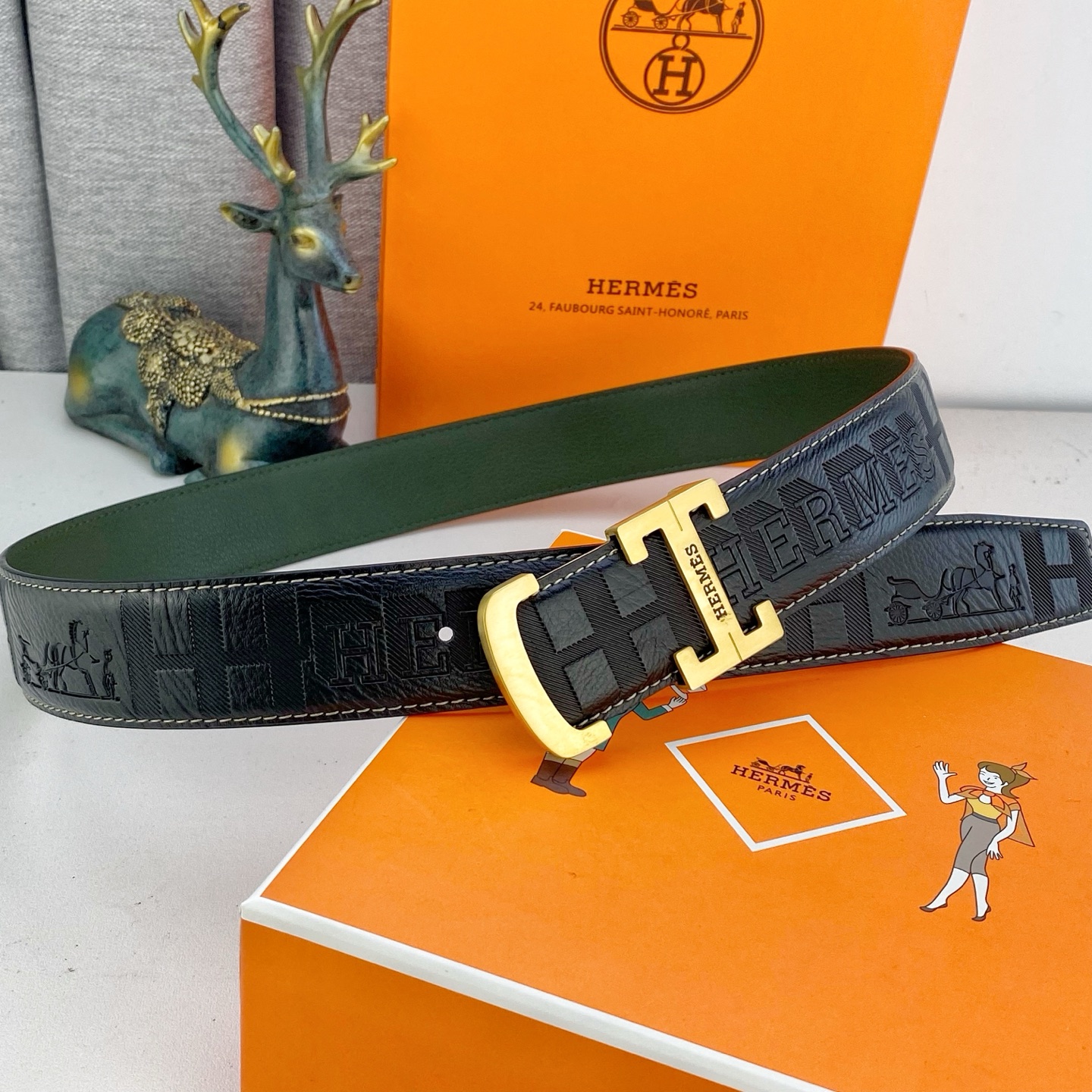 爱马仕💕 特种皮腰带系列 ，原厂五金精品不锈钢扣，手感柔软舒适 宽3.8CM。