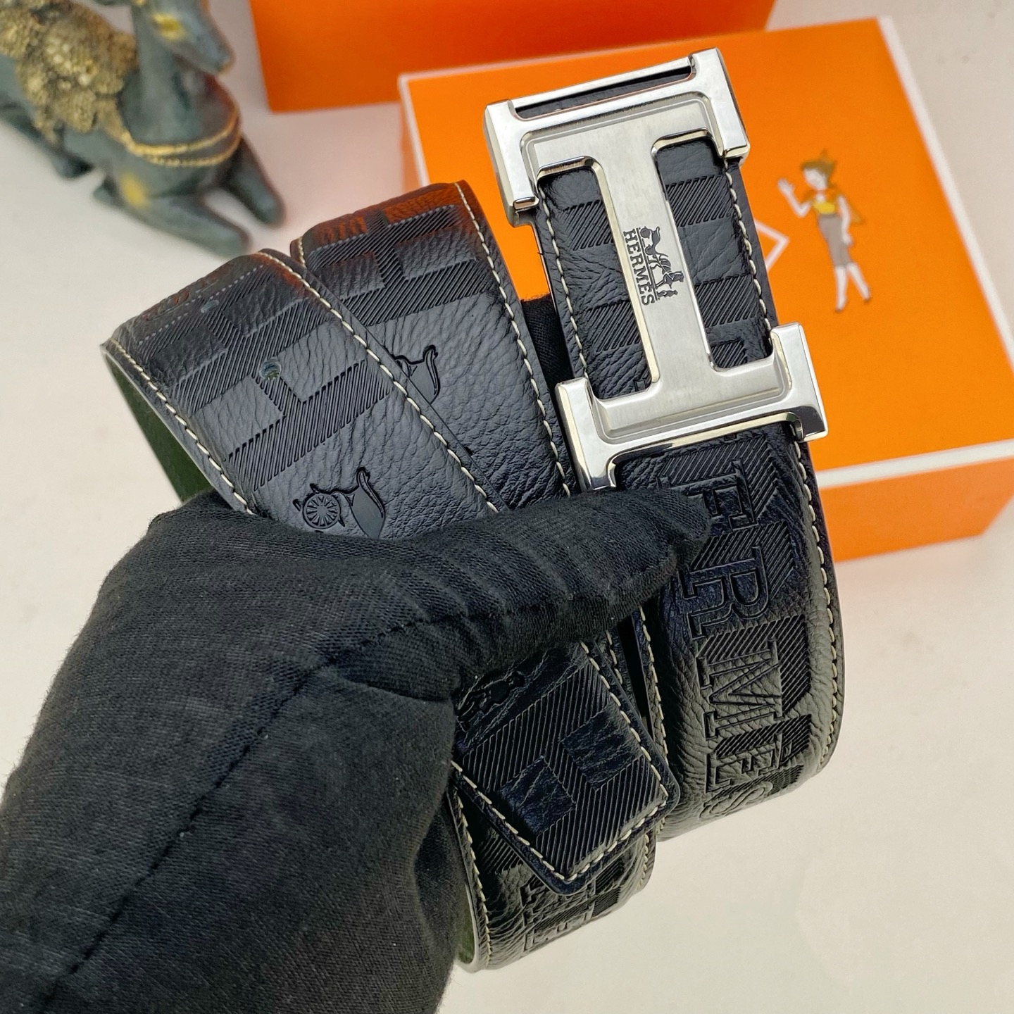 爱马仕💕 特种皮腰带系列 ，原厂五金精品不锈钢扣，手感柔软舒适 宽3.8CM。